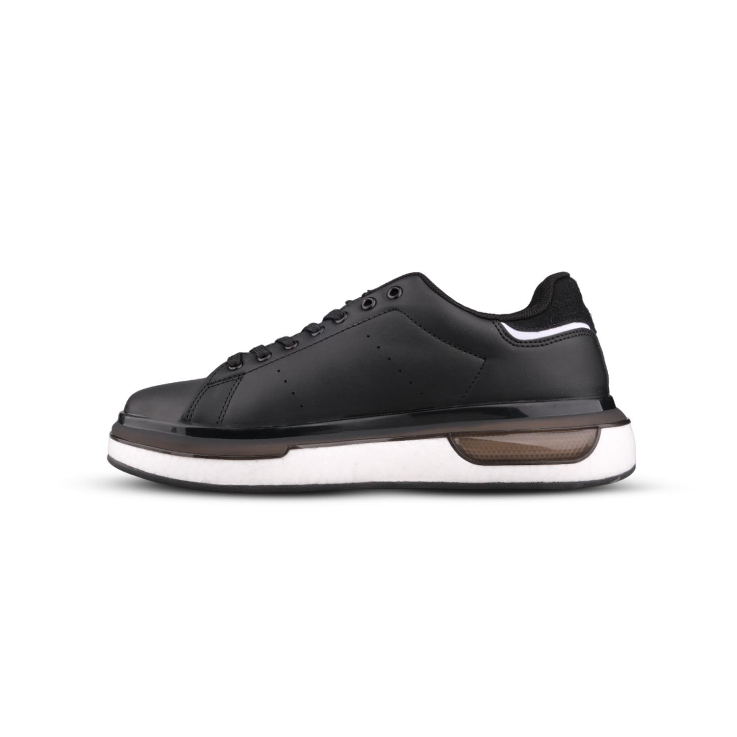 Erkek Bağcıklı Siyah-Beyaz Sneaker