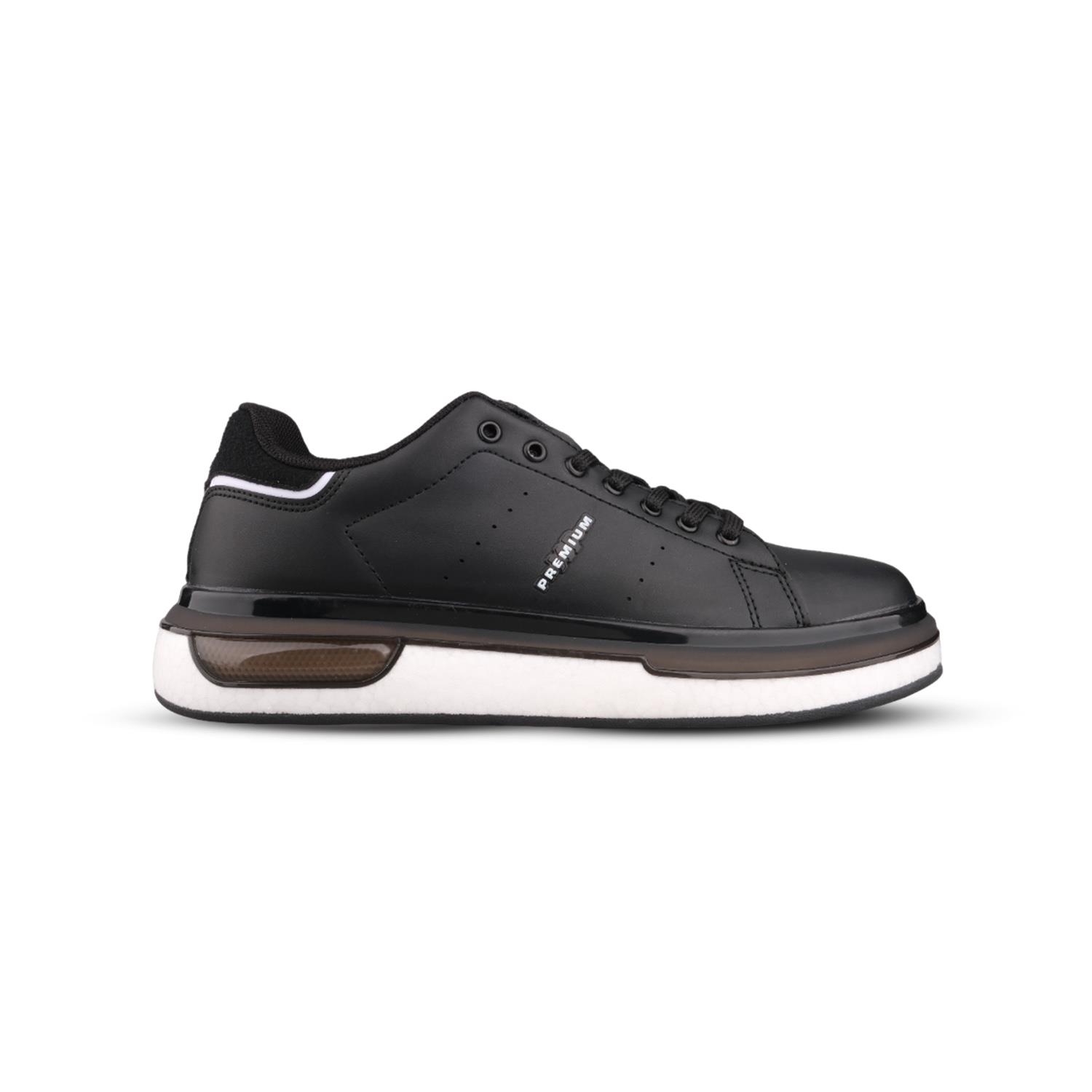 Erkek Bağcıklı Siyah-Beyaz Sneaker
