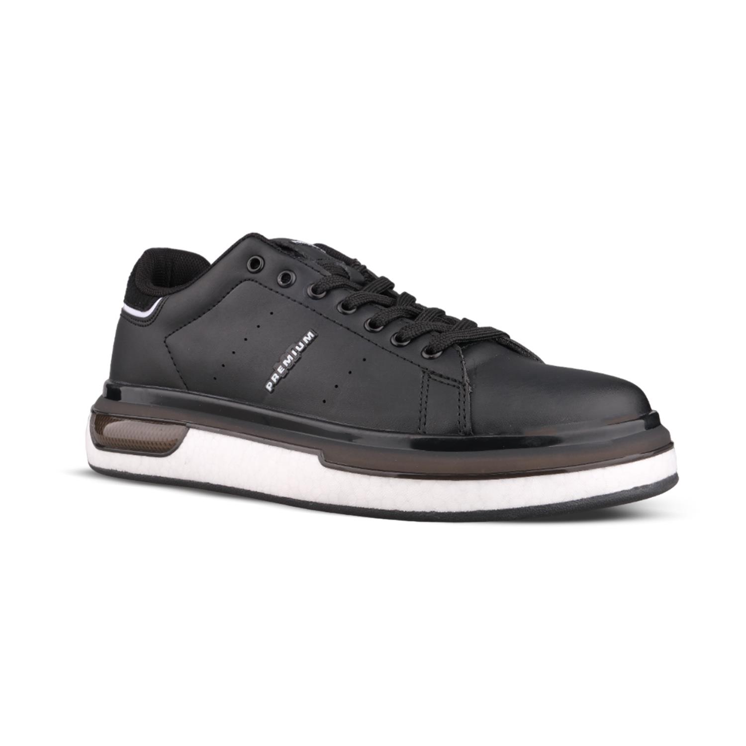 Erkek Bağcıklı Siyah-Beyaz Sneaker