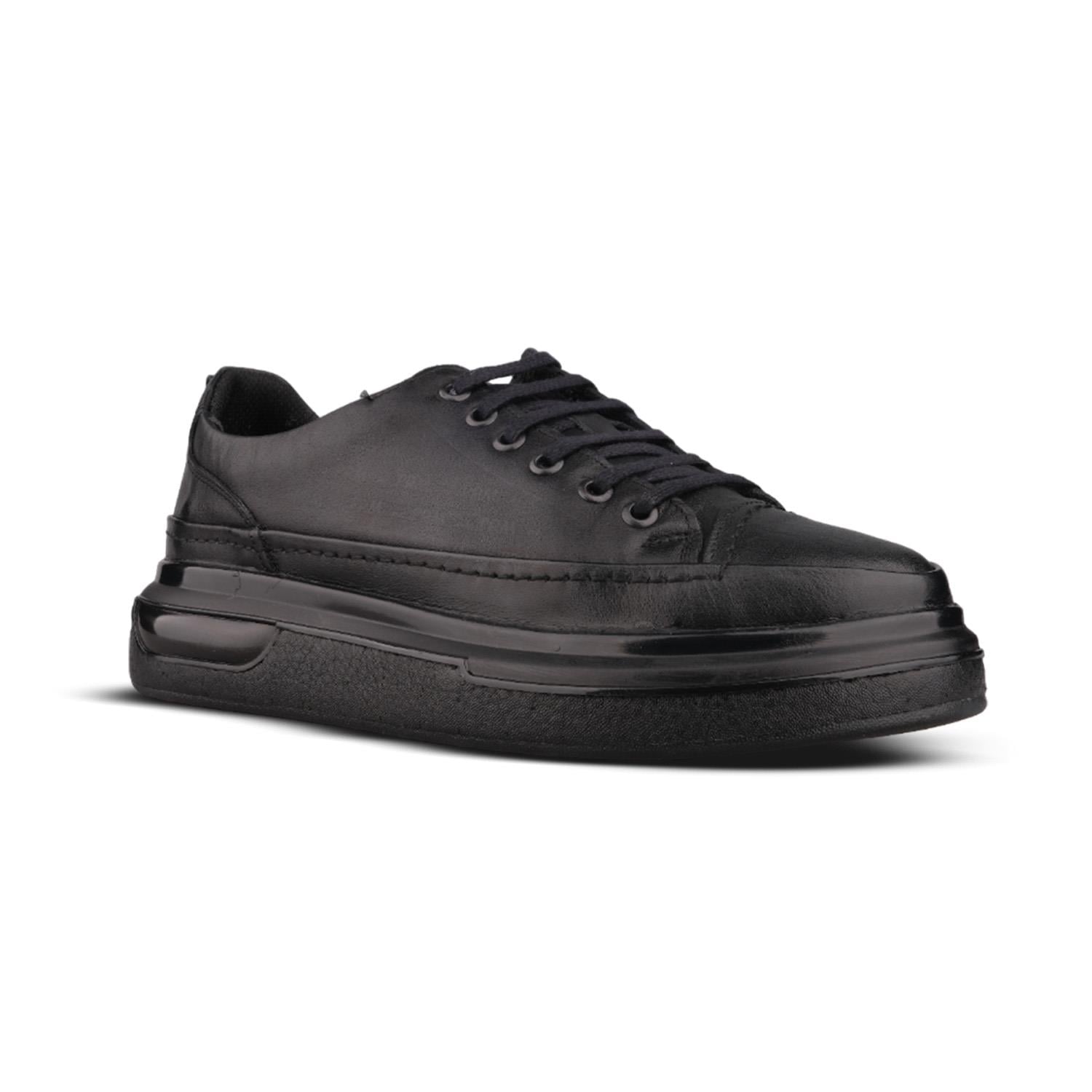 Erkek Bağcıklı Siyah Sneaker