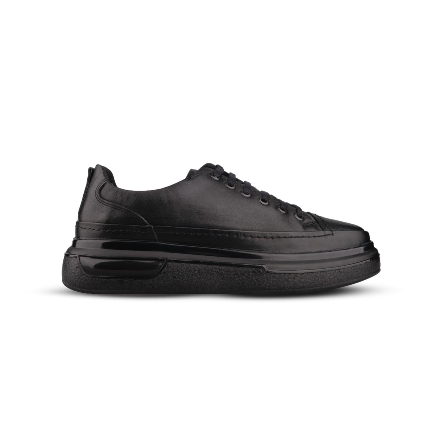 Erkek Bağcıklı Siyah Sneaker