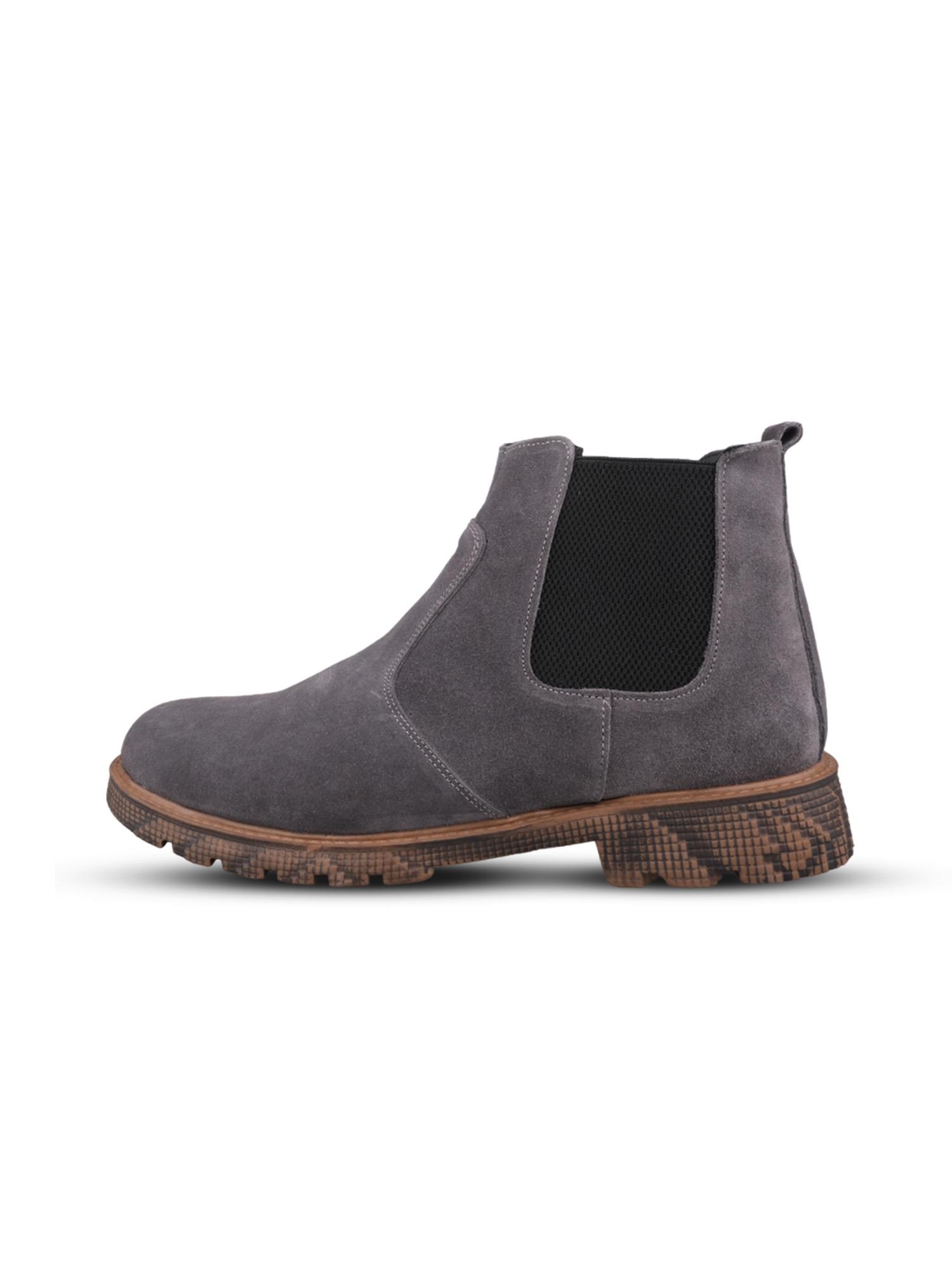 Erkek Slip-On Gri Süet Chelsea Bot