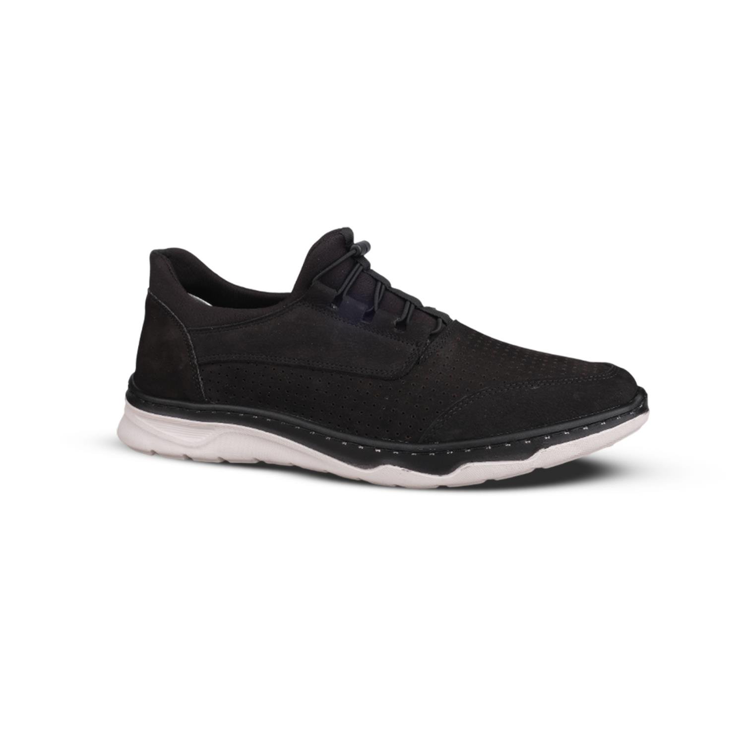 Günlük Ayakkabı - Siyah Süet, Deri