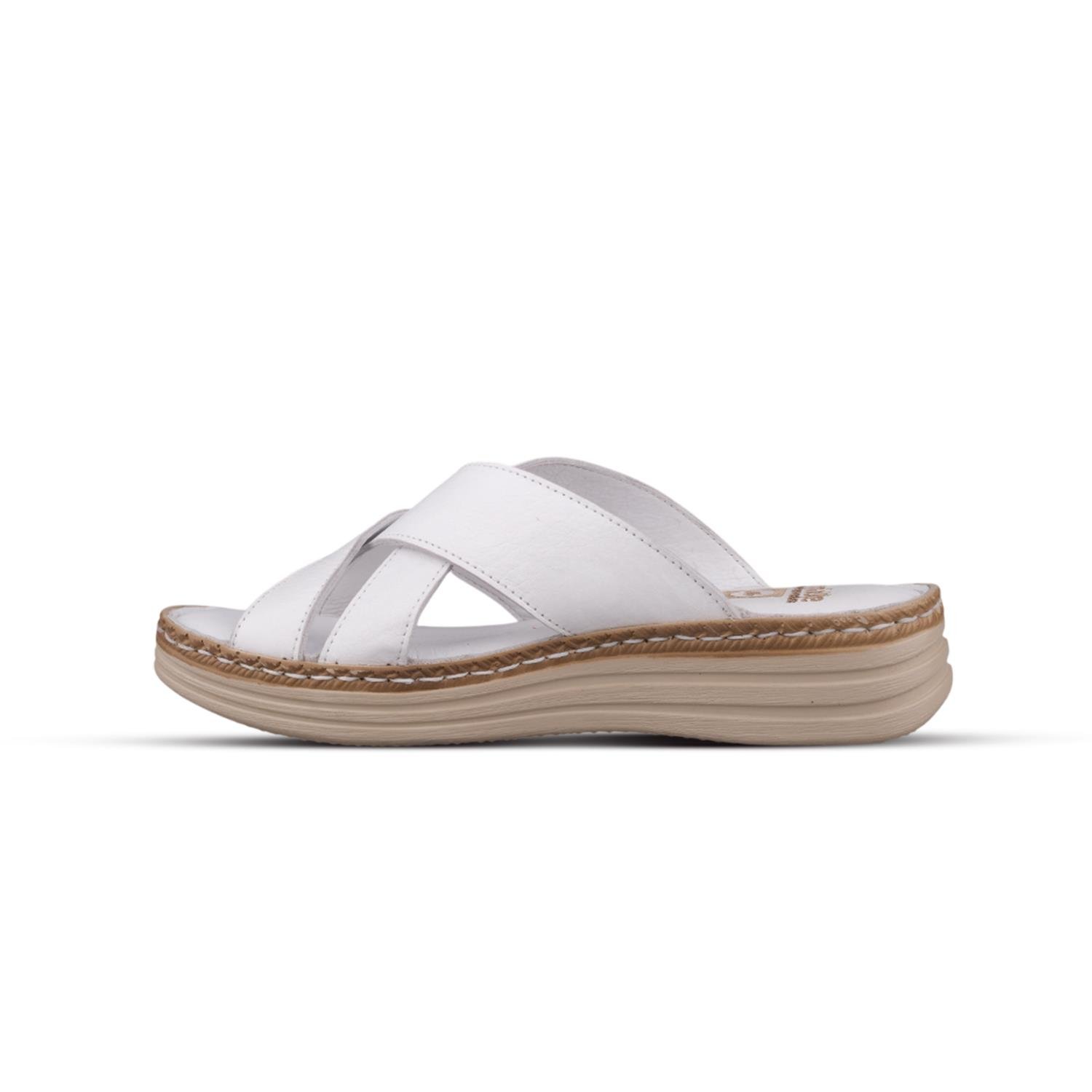 Günlük Terlik - Beyaz, Deri