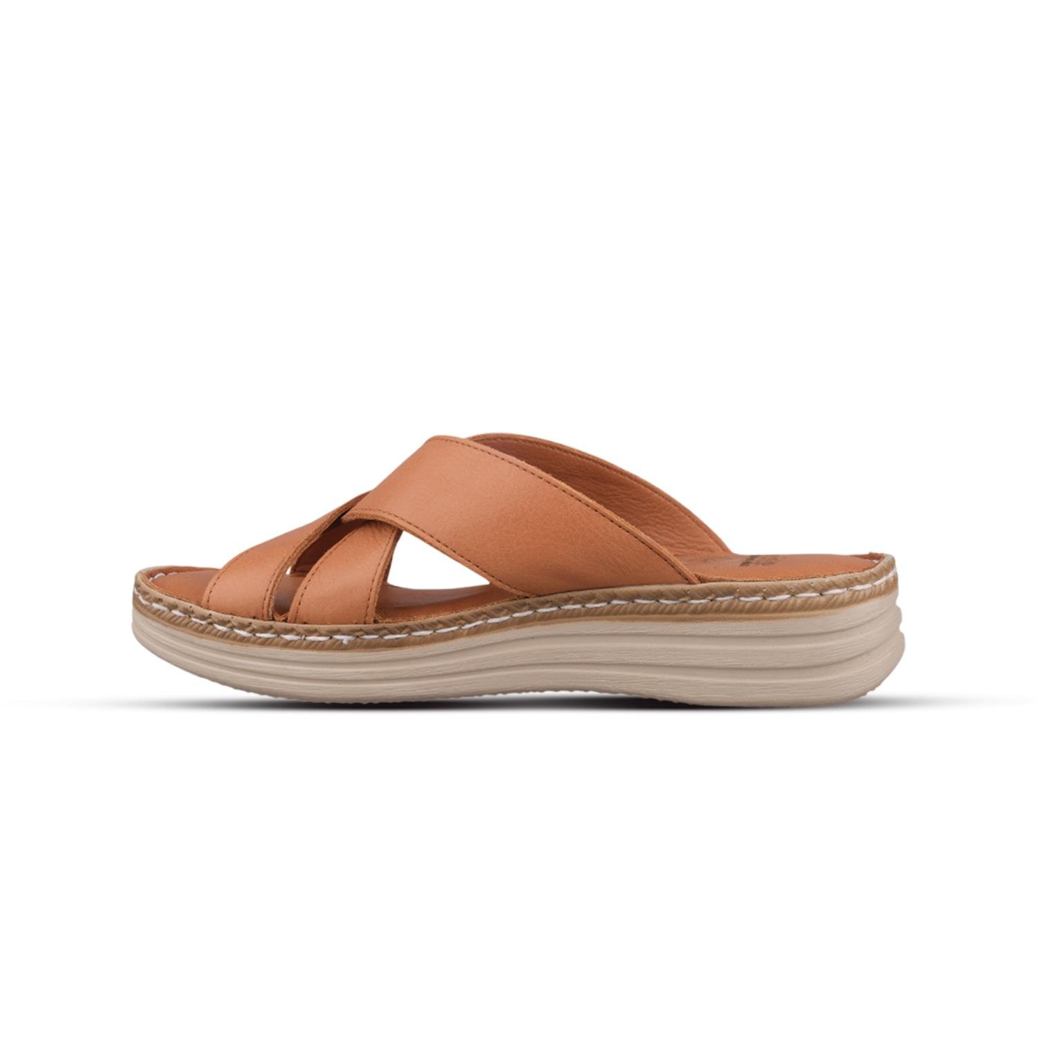 Günlük Terlik - Taba, Deri