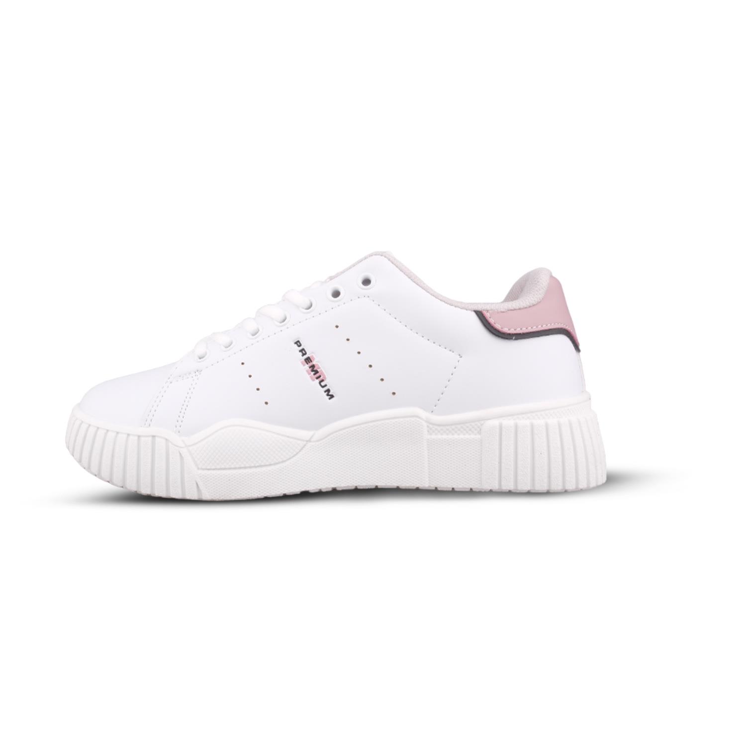 Kadın Bağcıklı Beyaz-Pembe Sneaker