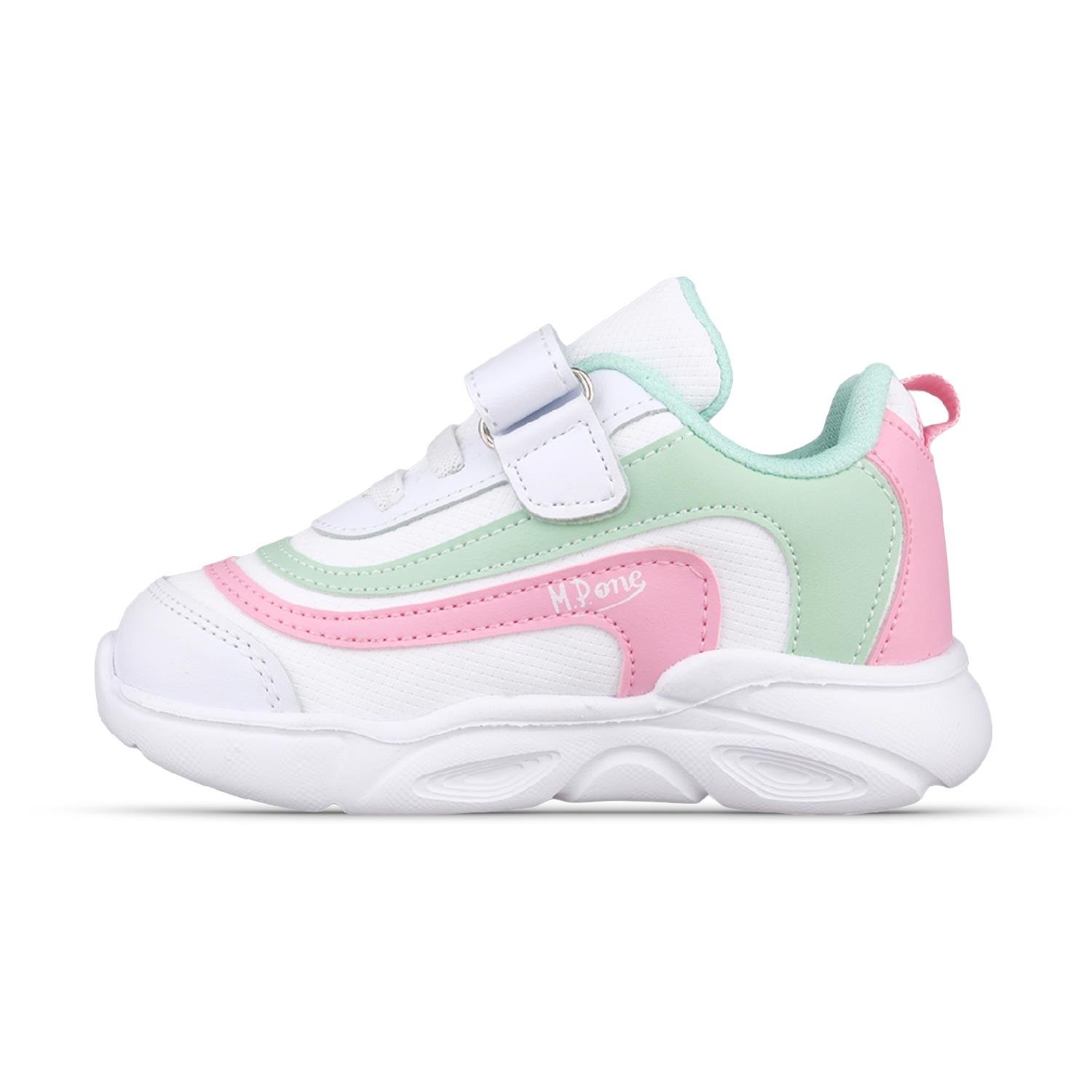 Küçük Kız Çocuk Velcro Beyaz-Yeşil Sneaker