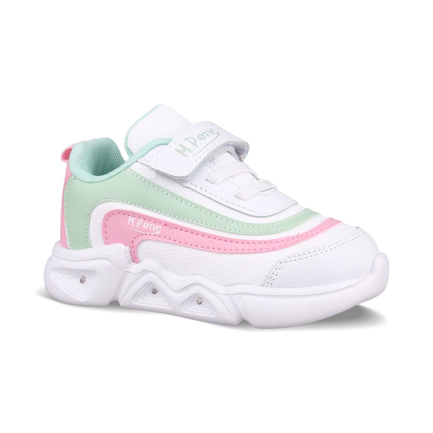 Küçük Kız Çocuk Velcro Beyaz-Yeşil Sneaker