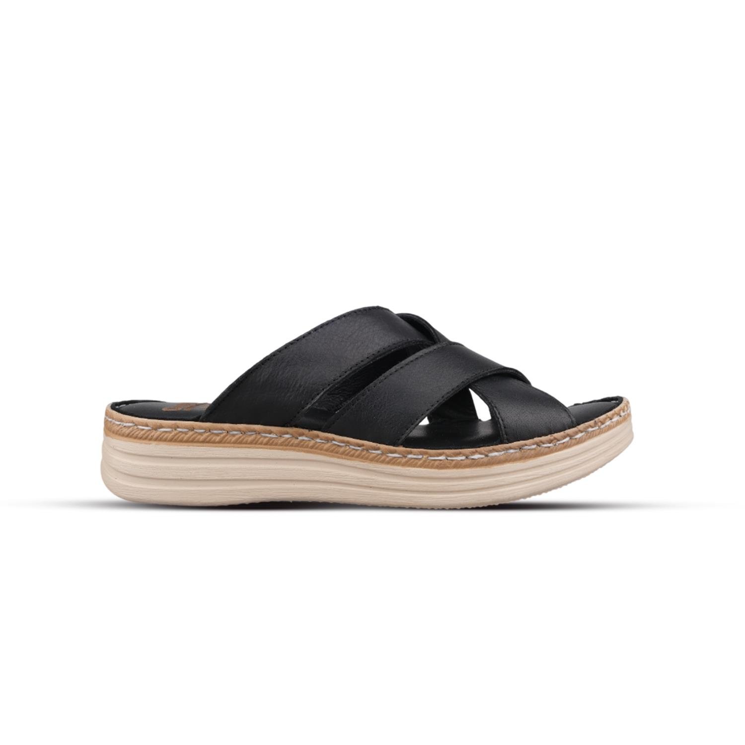 SIYAH Günlük Terlik - Siyah, Deri