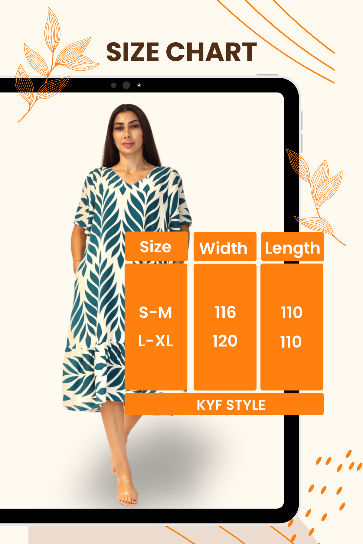 Haki Desenli V Yaka Cepli Etekleri Fırıfırlı Midi Elbise