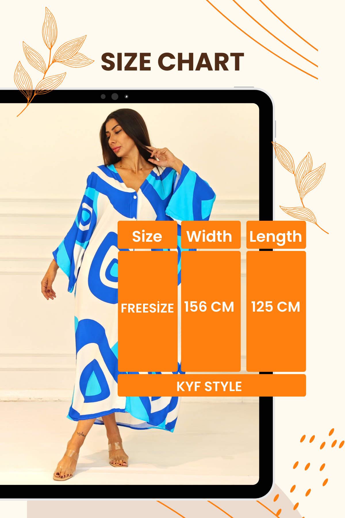 Mavi Desenli Sırtı Göz Baskılı Cepli Oversize Uzun Gömlek Elbise