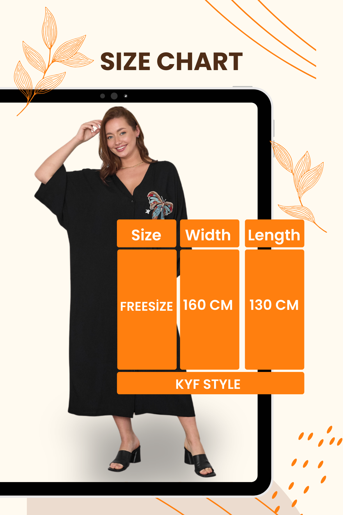 Siyah V Yaka Göğsü Kelebek Nakışlı Cepli Oversize Uzun Gömlek Elbise