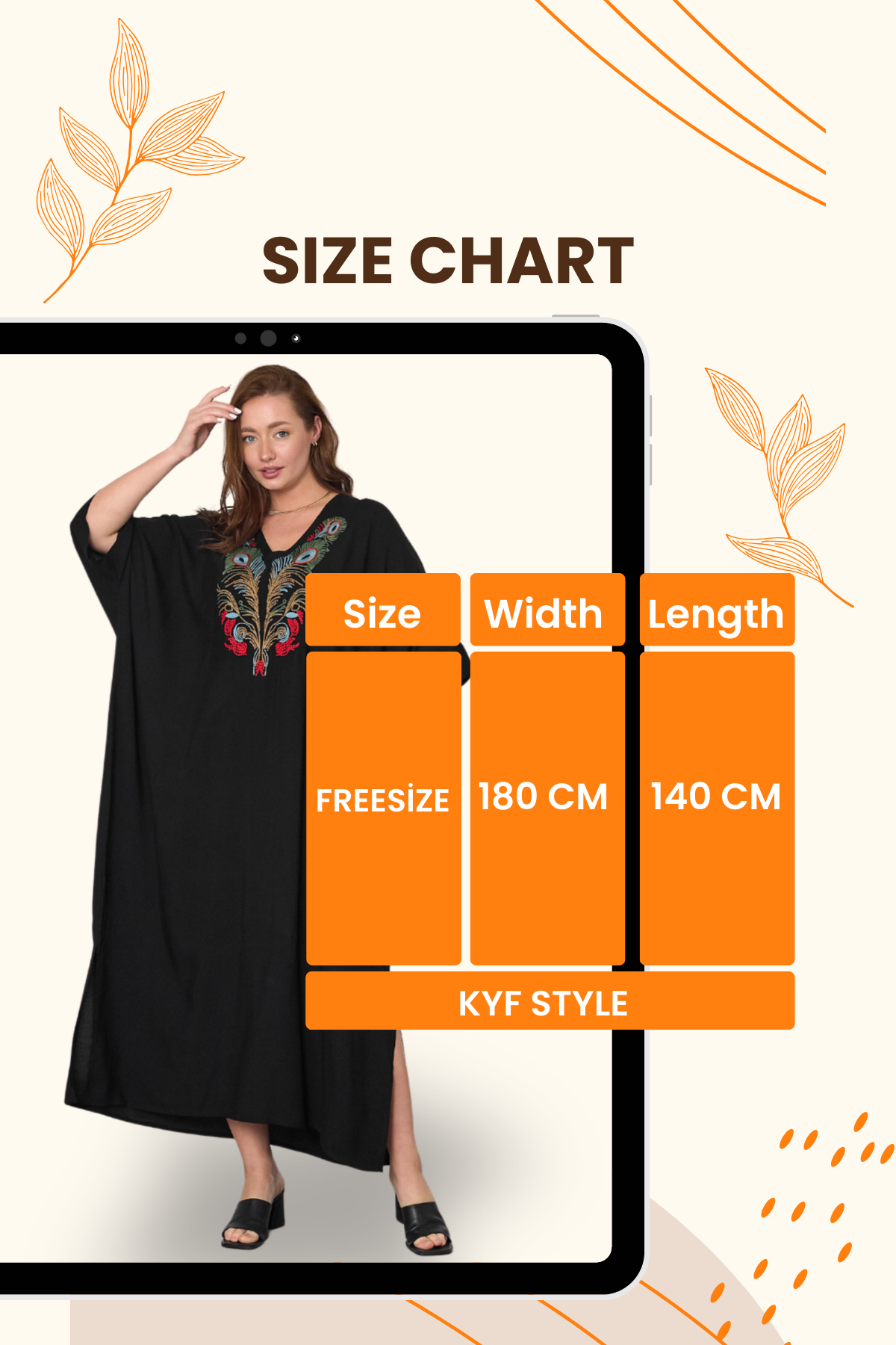 Siyah V Yaka Göğsü Nakışlı Cepli Oversize Uzun Elbise