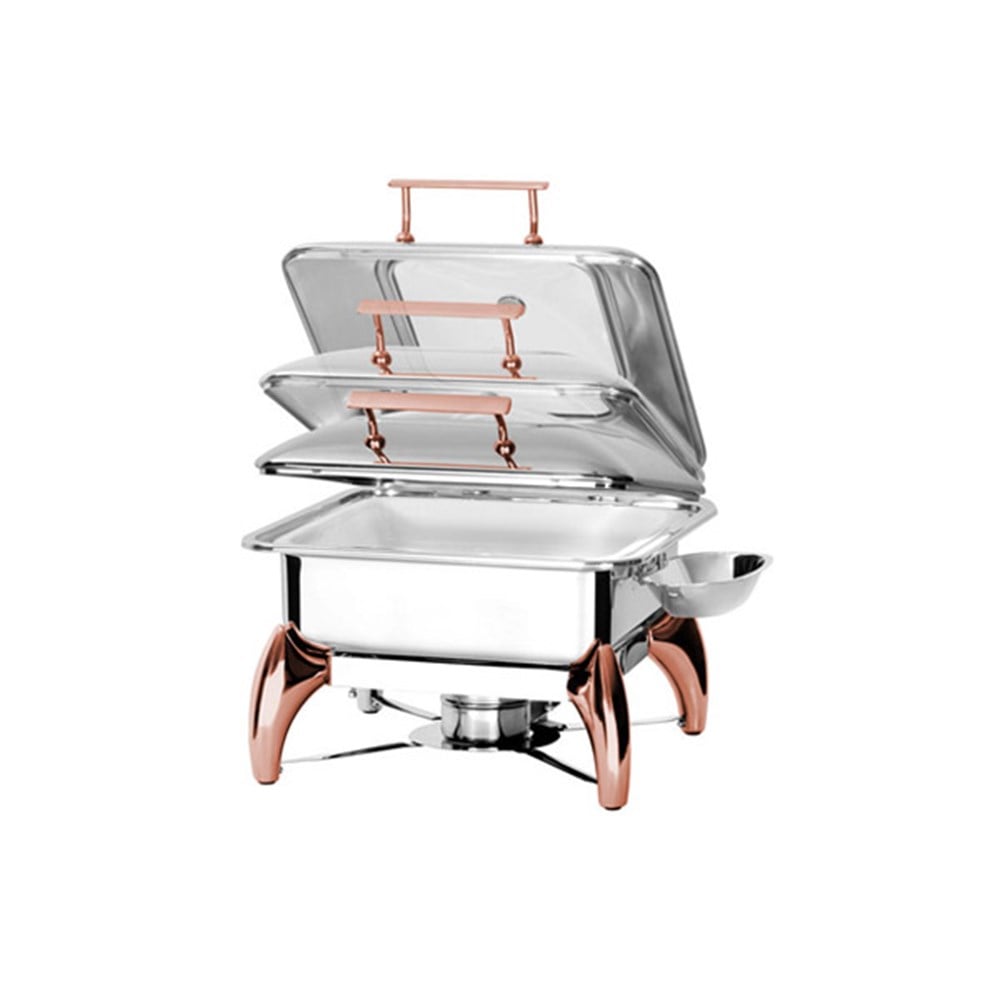 Exclusive Copper Ayaklı Chafing Dish GN 2/3 Jel Yakıtlı