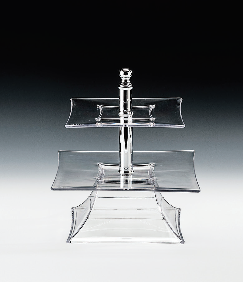 POLYCARBONAT TEPSİLİ 2 KATLI TEŞHİR STANDI(20-25 CM ) ŞEFFAF