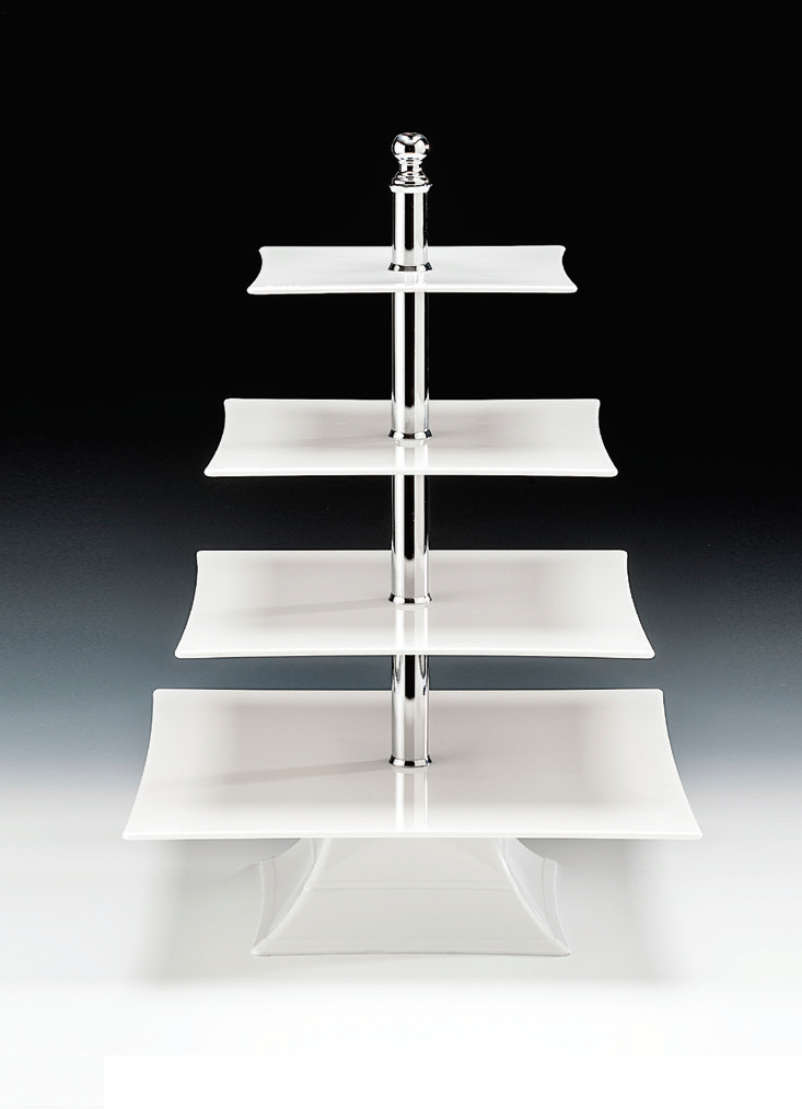 POLYCARBONAT TEPSİLİ 4  KATLI TEŞHİR STANDI(20-25-30-35 CM ) ŞEFFAF