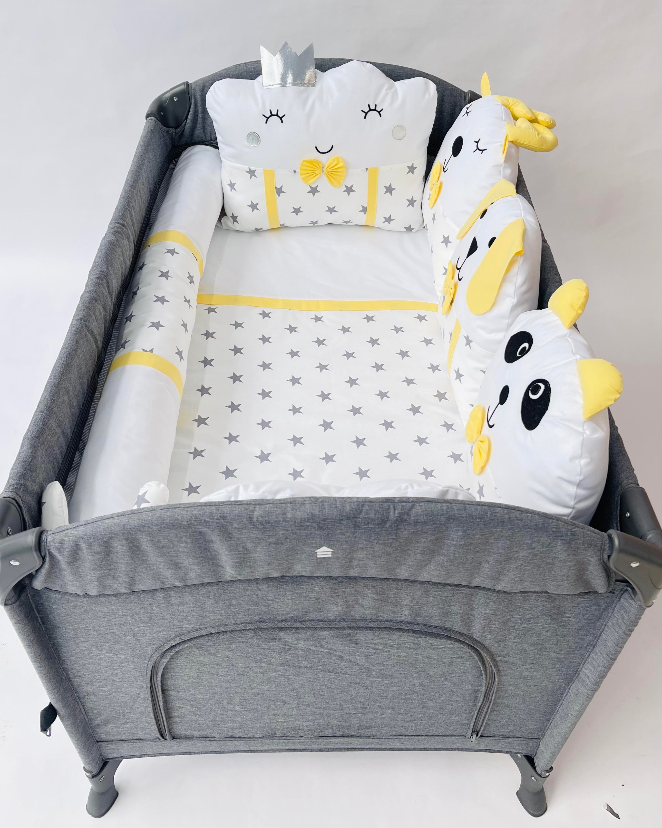 Grey Stars Sarı Uyku Seti | Uyku Setleri Fiyatları - zeynebeli.com