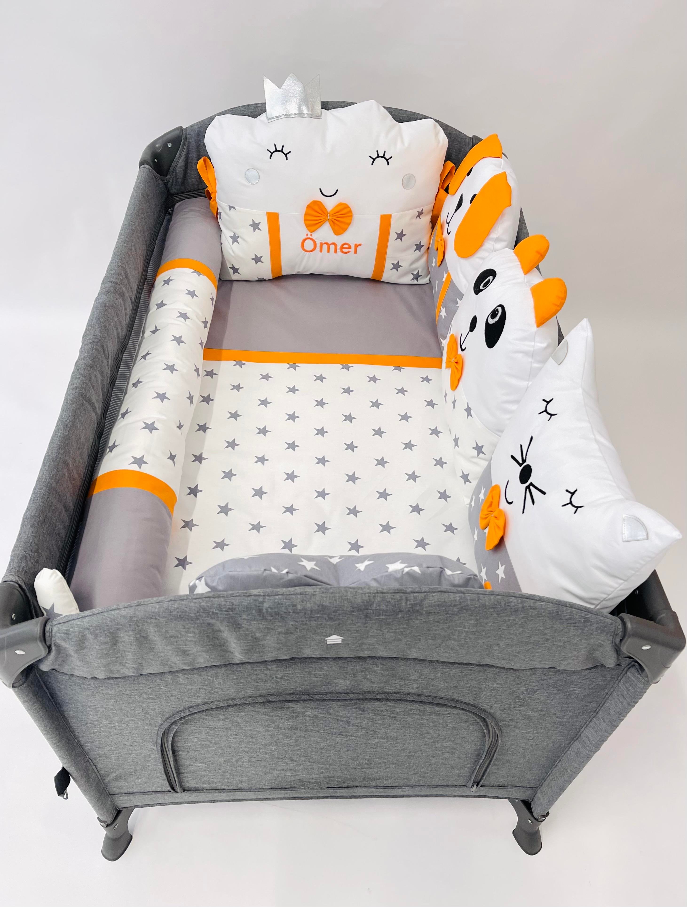 Grey Stars Turuncu Uyku Seti | Uyku Setleri Fiyatları - zeynebeli.com