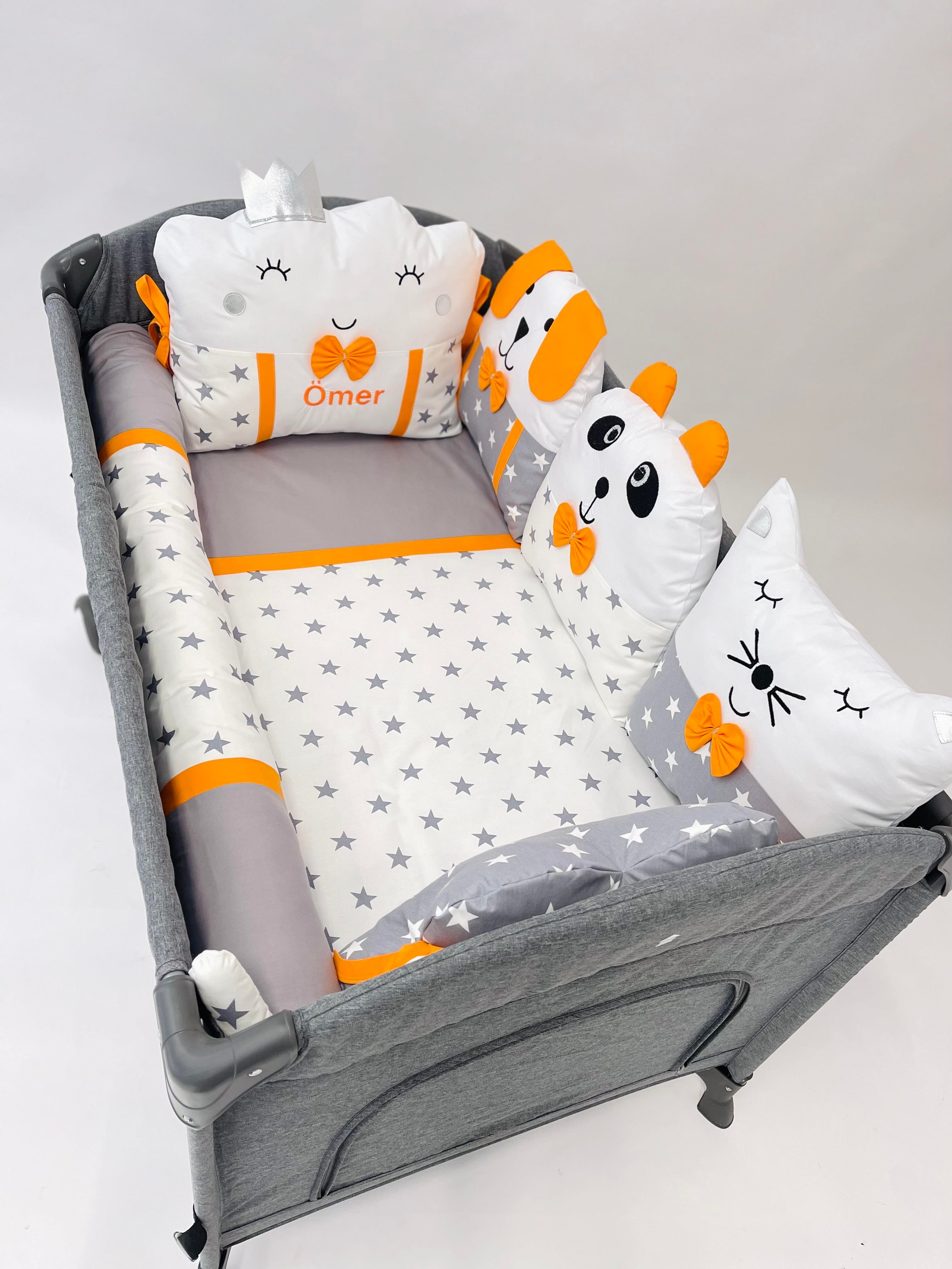 Grey Stars Turuncu Uyku Seti | Uyku Setleri Fiyatları - zeynebeli.com