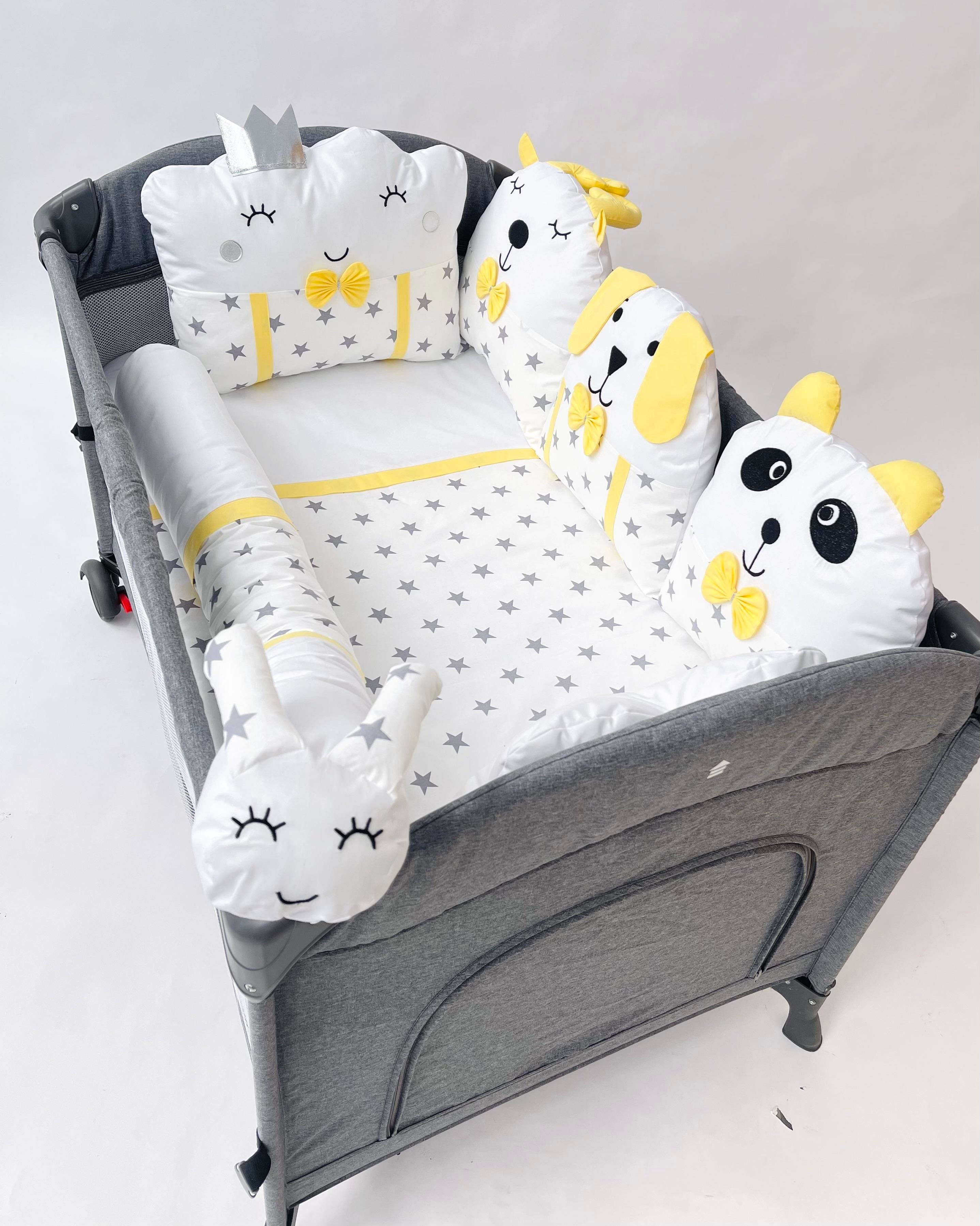 Grey Stars Sarı Uyku Seti | Uyku Setleri Fiyatları - zeynebeli.com