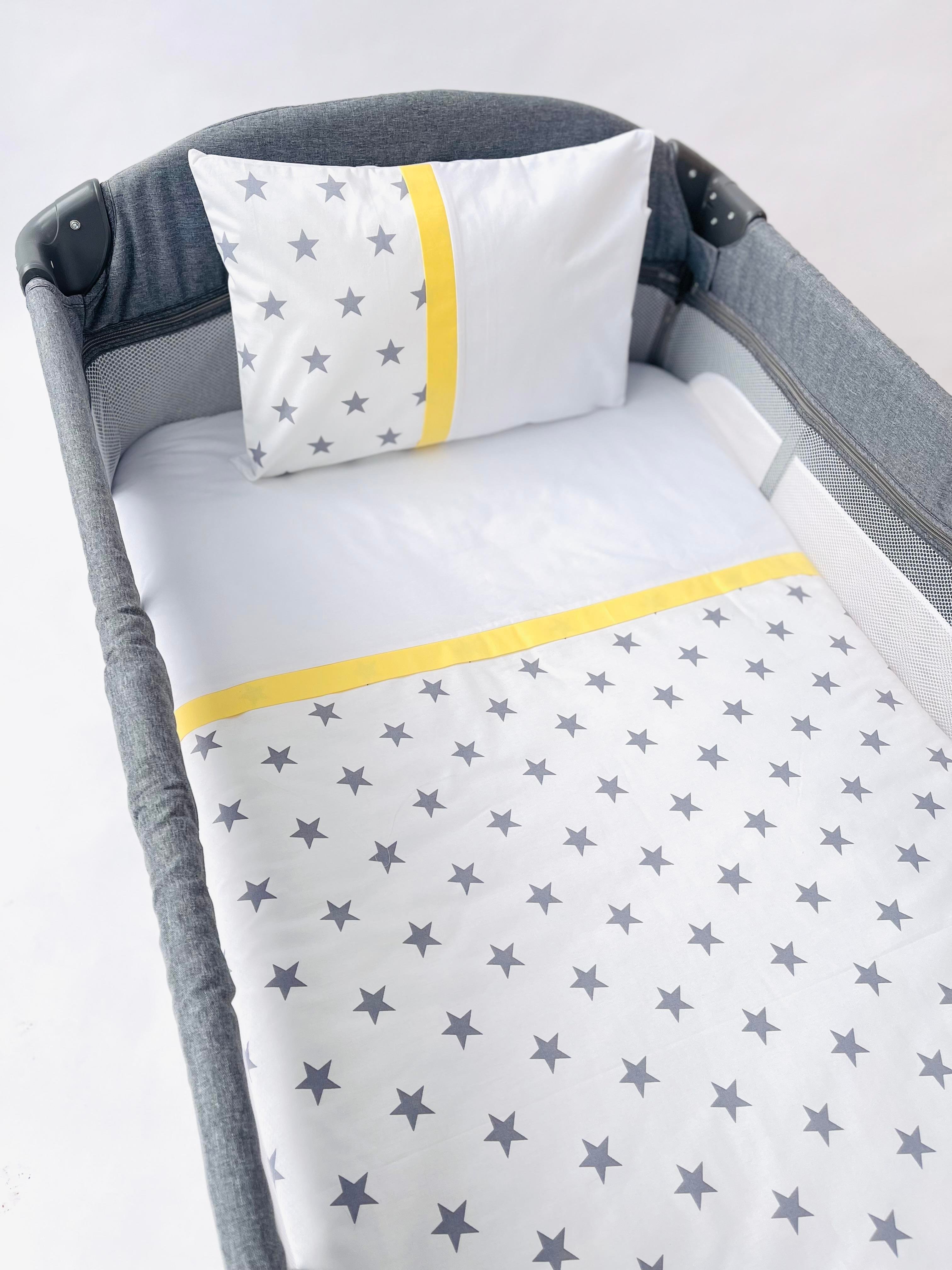 Grey Stars Sarı Uyku Seti | Uyku Setleri Fiyatları - zeynebeli.com