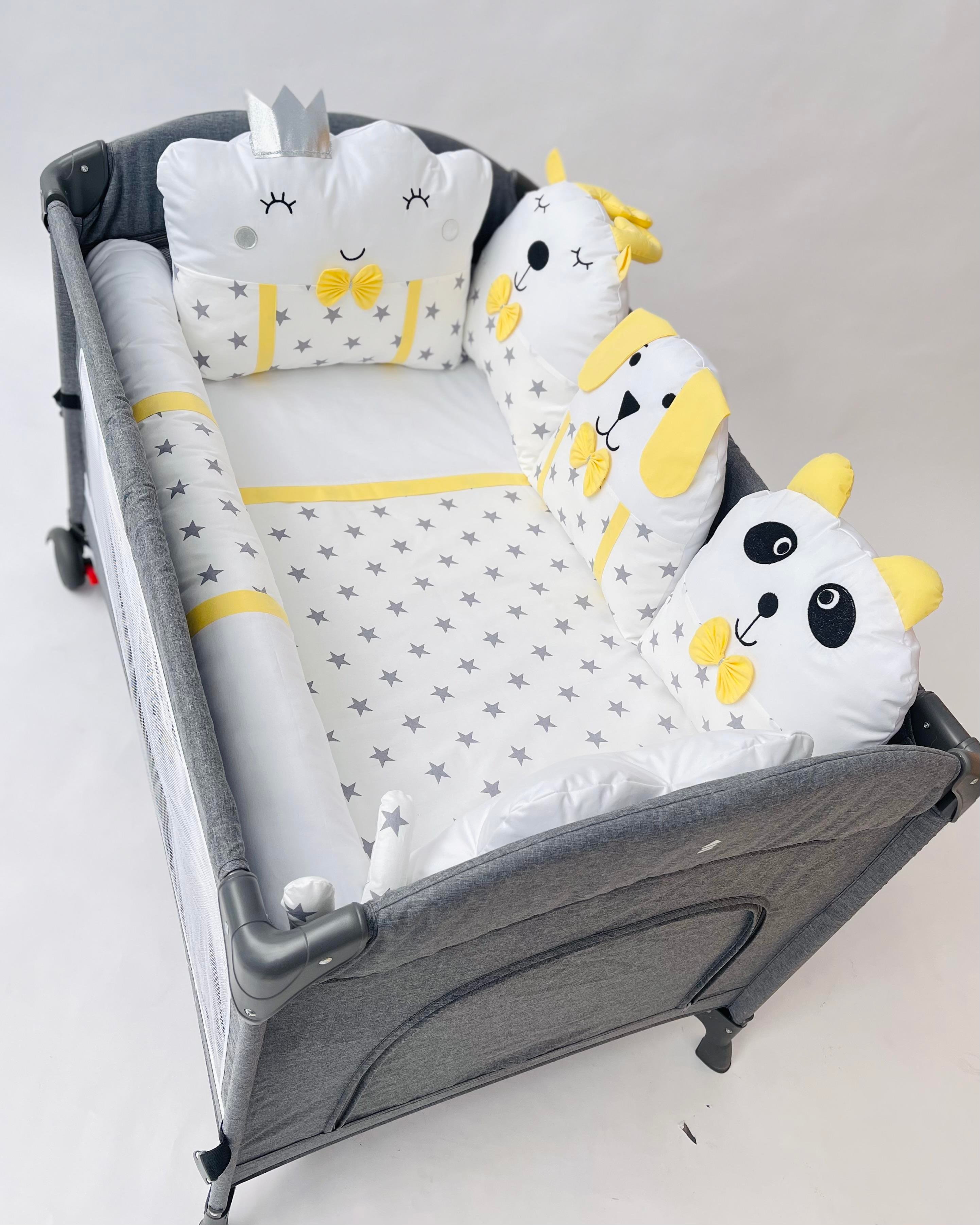 Grey Stars Sarı Uyku Seti | Uyku Setleri Fiyatları - zeynebeli.com