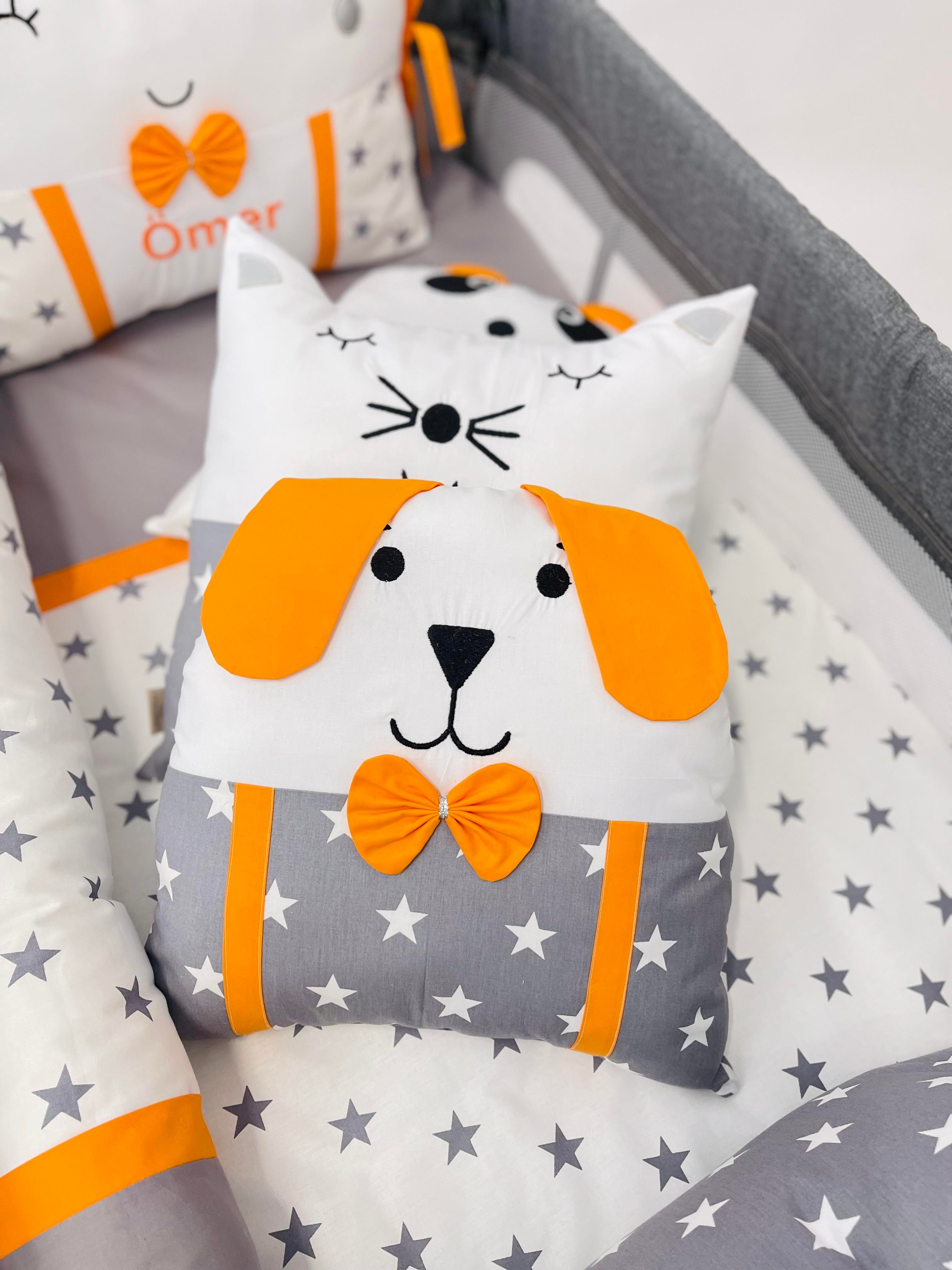 Grey Stars Turuncu Uyku Seti | Uyku Setleri Fiyatları - zeynebeli.com