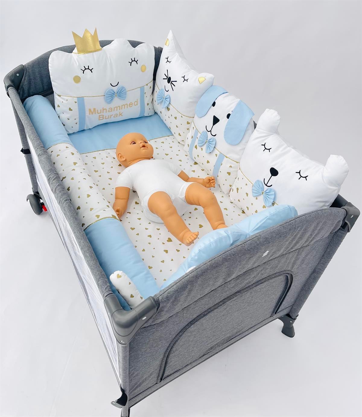 Gold Kalplet Mavi Uyku Seti| Uyku Setleri Fiyatları - zeynebeli.com