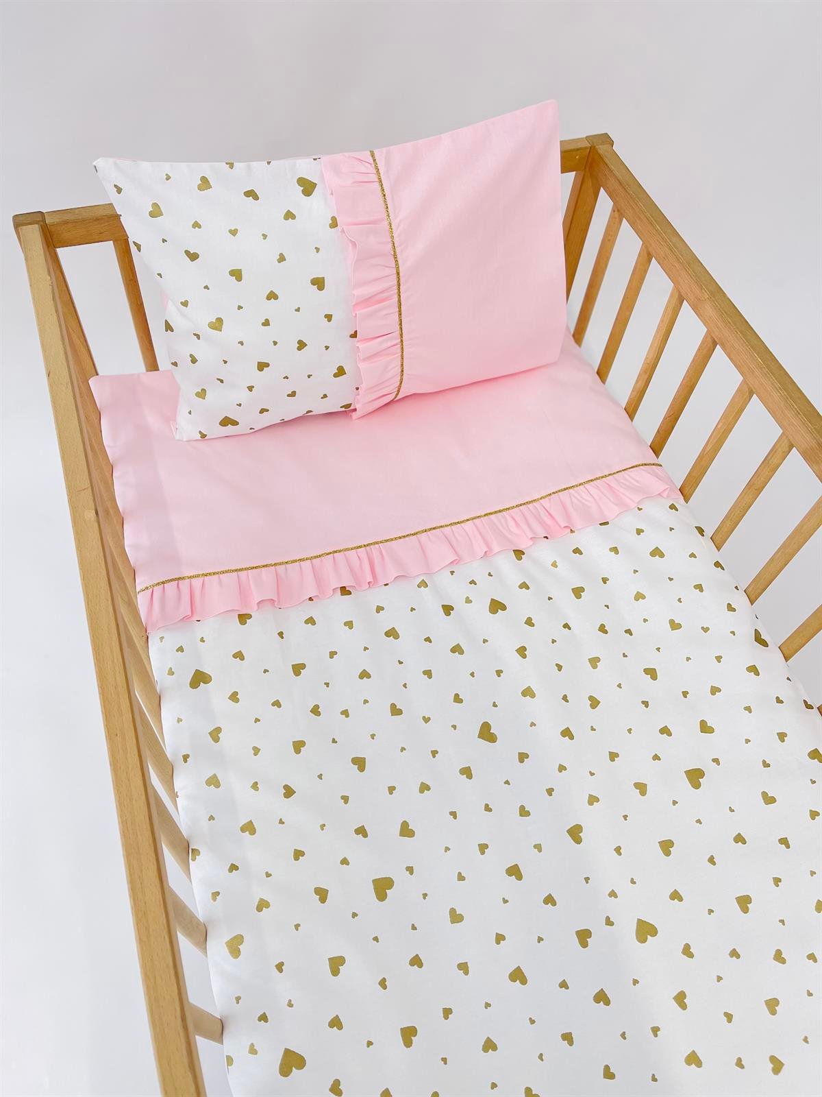 Gold Kalpler Pembe Fırfırlı Nevresim Takımı | Nevresim Takımı Fiyatları - zeynebeli.com