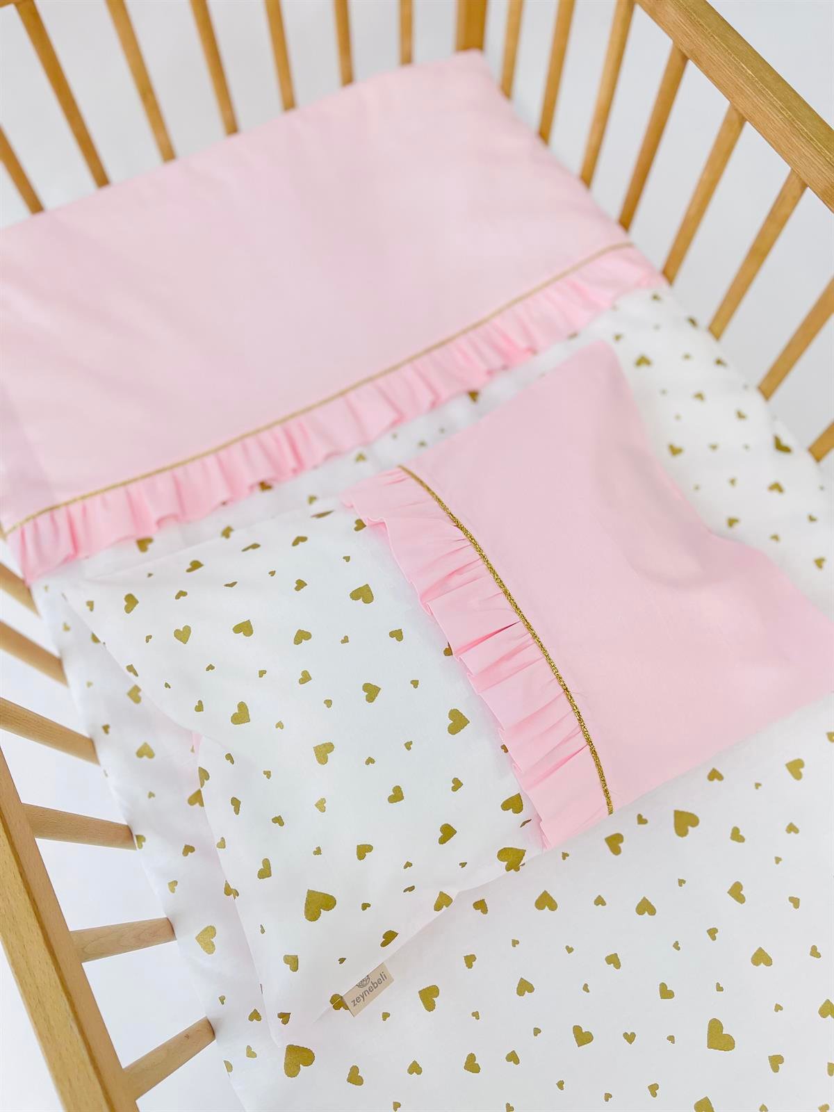 Gold Kalpler Pembe Fırfırlı Nevresim Takımı | Nevresim Takımı Fiyatları - zeynebeli.com