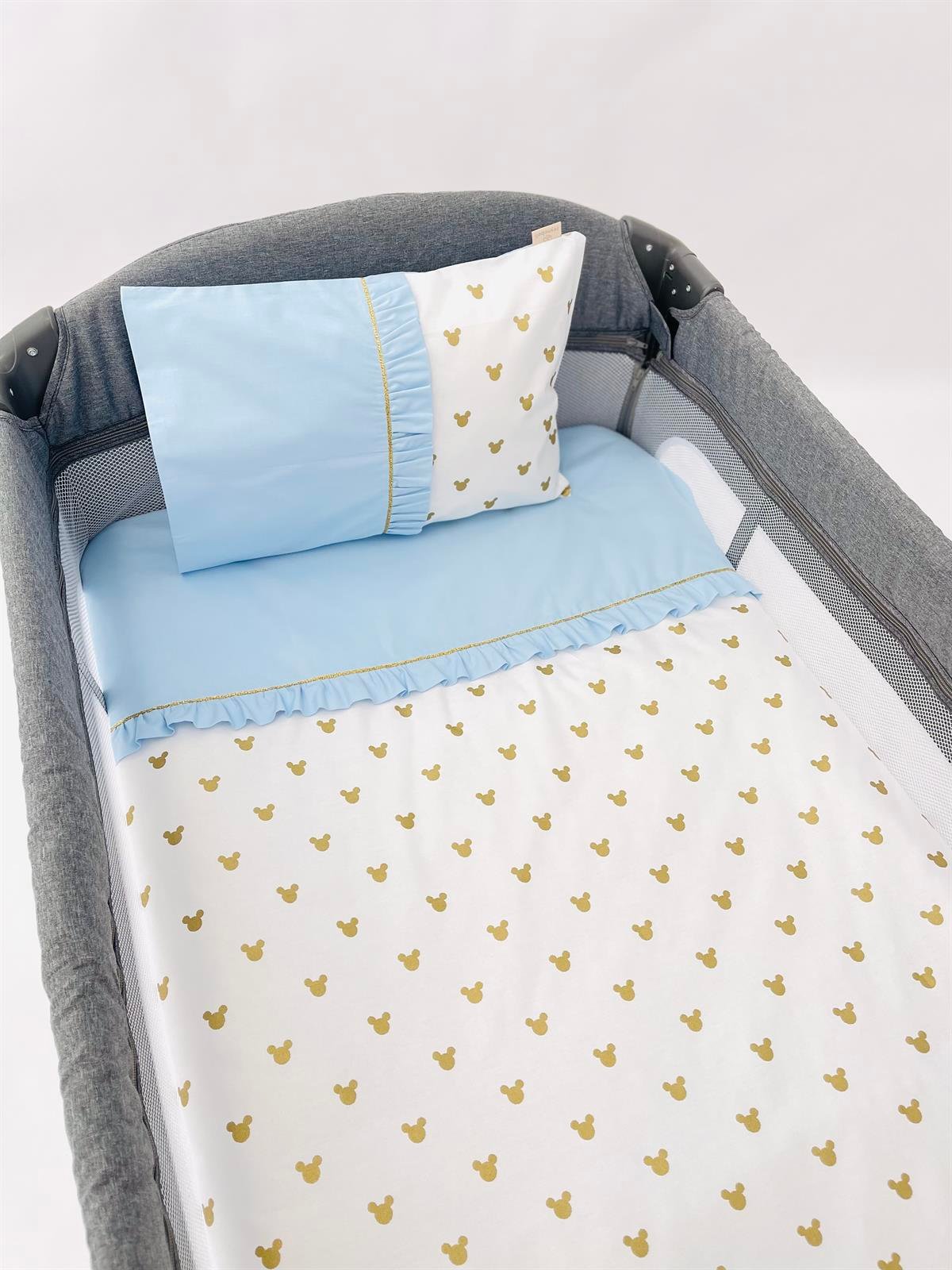 Gold Mickey Mavi Fırfırlı Nevresim Takımı | Nevresim Takımı Fiyatları - zeynebeli.com