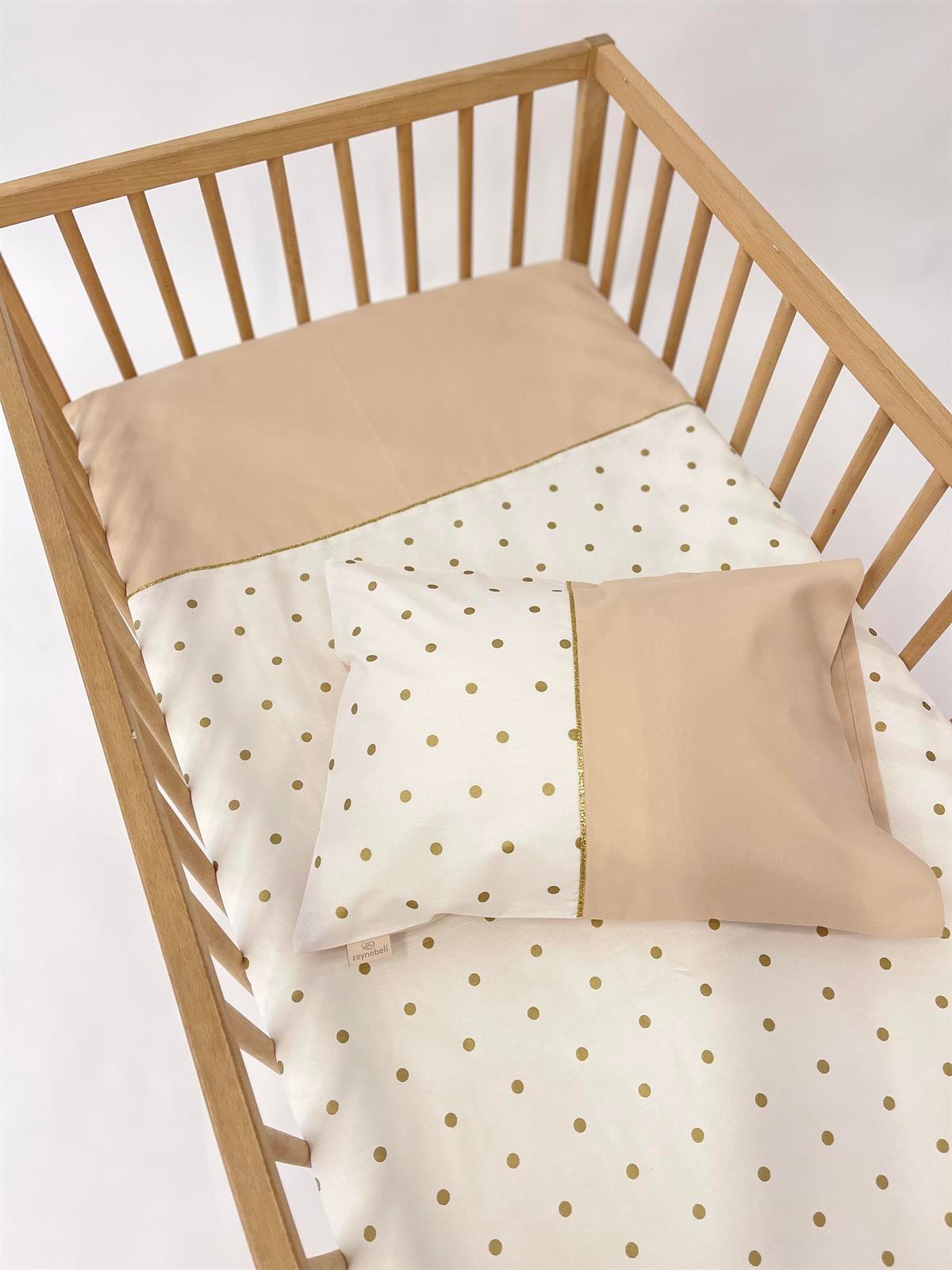 Gold Puantiyeler  Bej Nevresim Takımı | Nevresim Takımı Fiyatları - zeynebeli.com