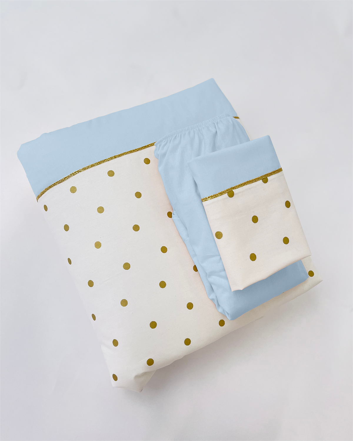 Gold Puantiyeler Mavi Nevresim Takımı | Nevresim Takımı Fiyatları - zeynebeli.com