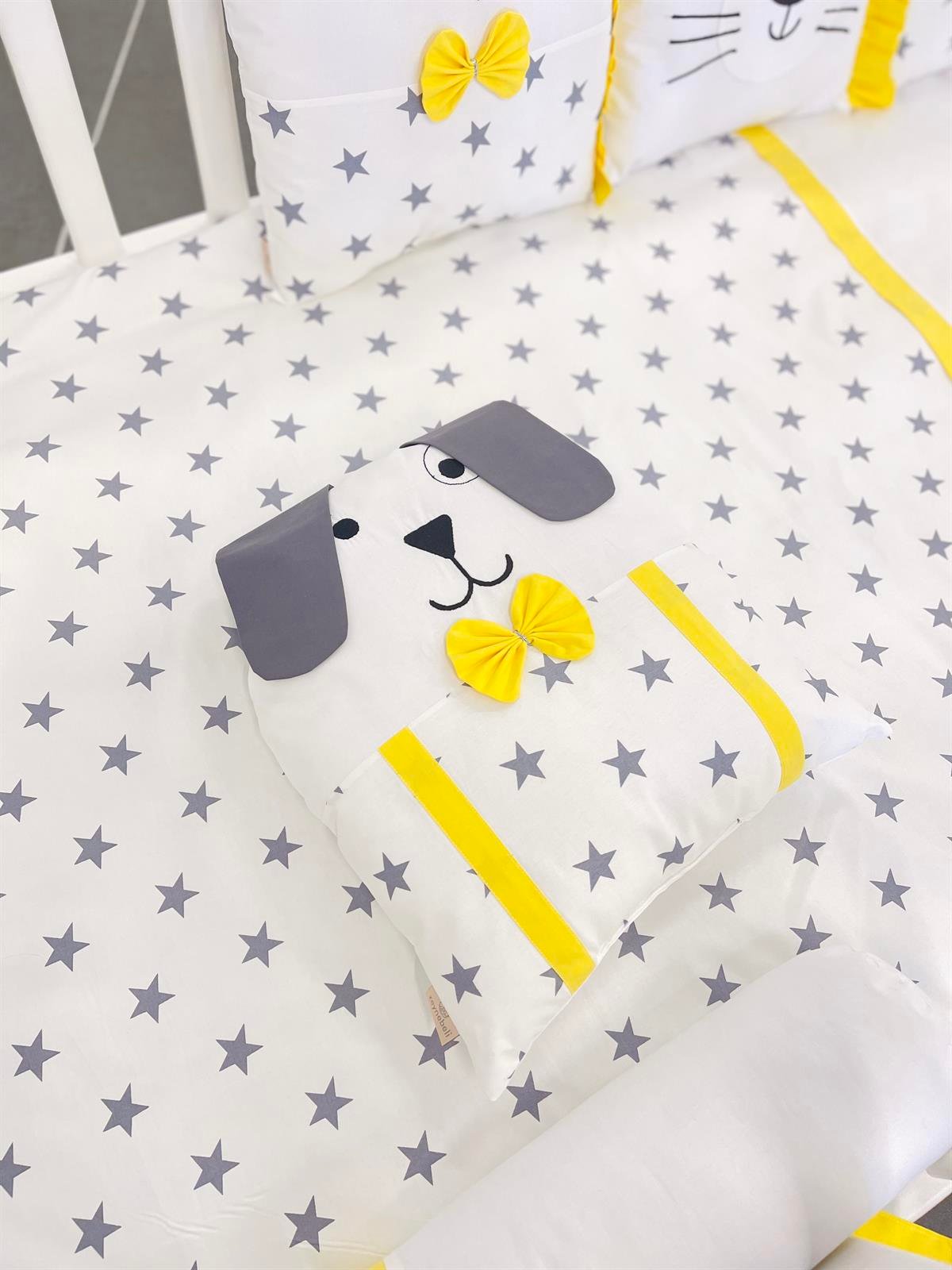 Grey Stars Sarı Uyku Seti | Uyku Setleri Fiyatları - zeynebeli.com