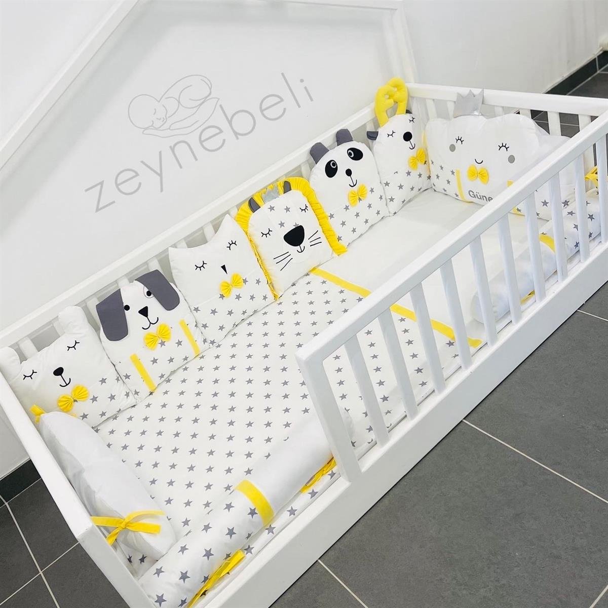 Grey Stars Sarı Uyku Seti | Uyku Setleri Fiyatları - zeynebeli.com