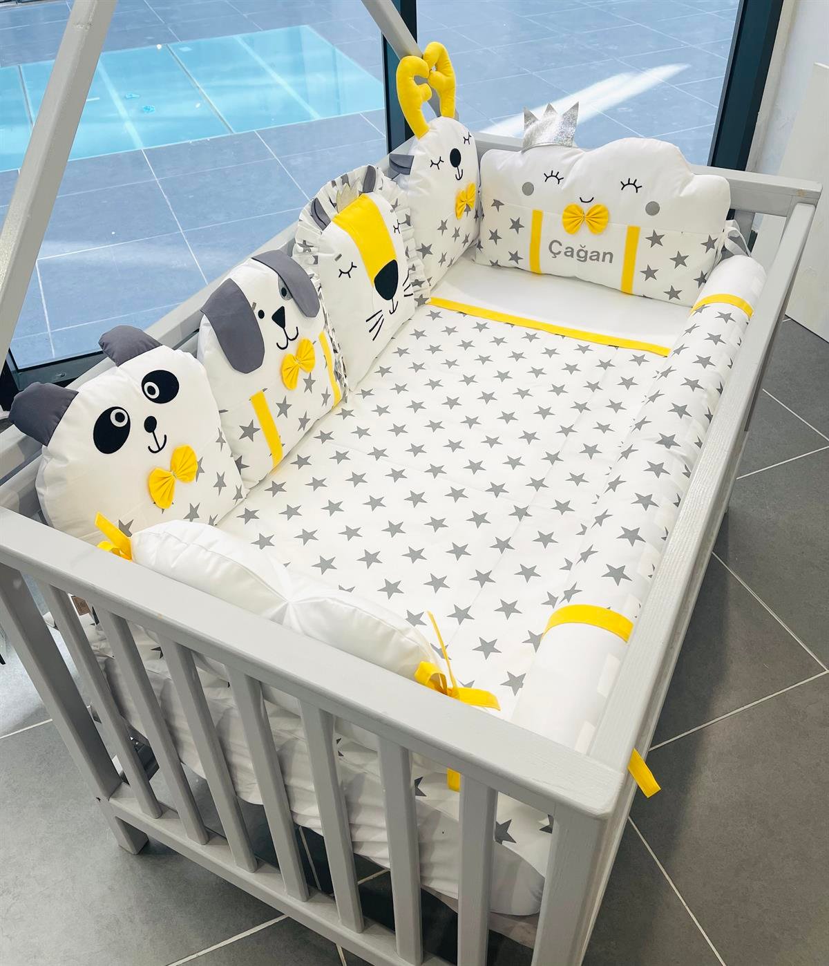 Grey Stars Sarı Uyku Seti | Uyku Setleri Fiyatları - zeynebeli.com