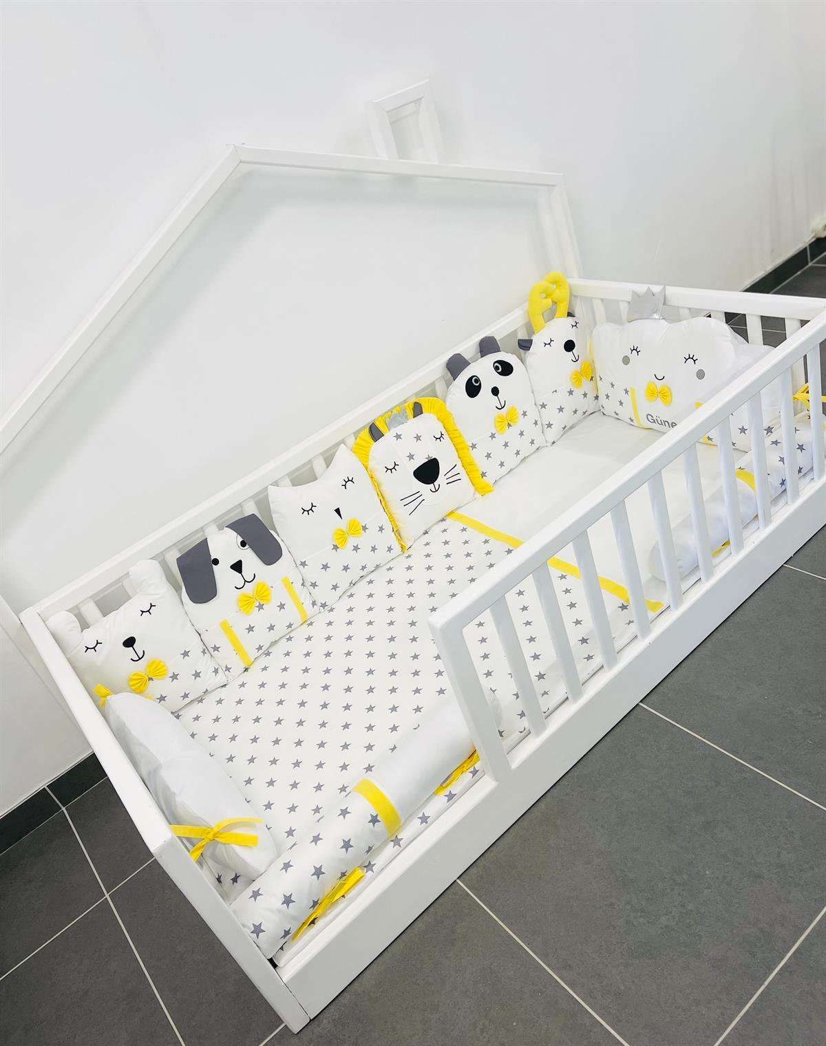 Grey Stars Sarı Uyku Seti | Uyku Setleri Fiyatları - zeynebeli.com