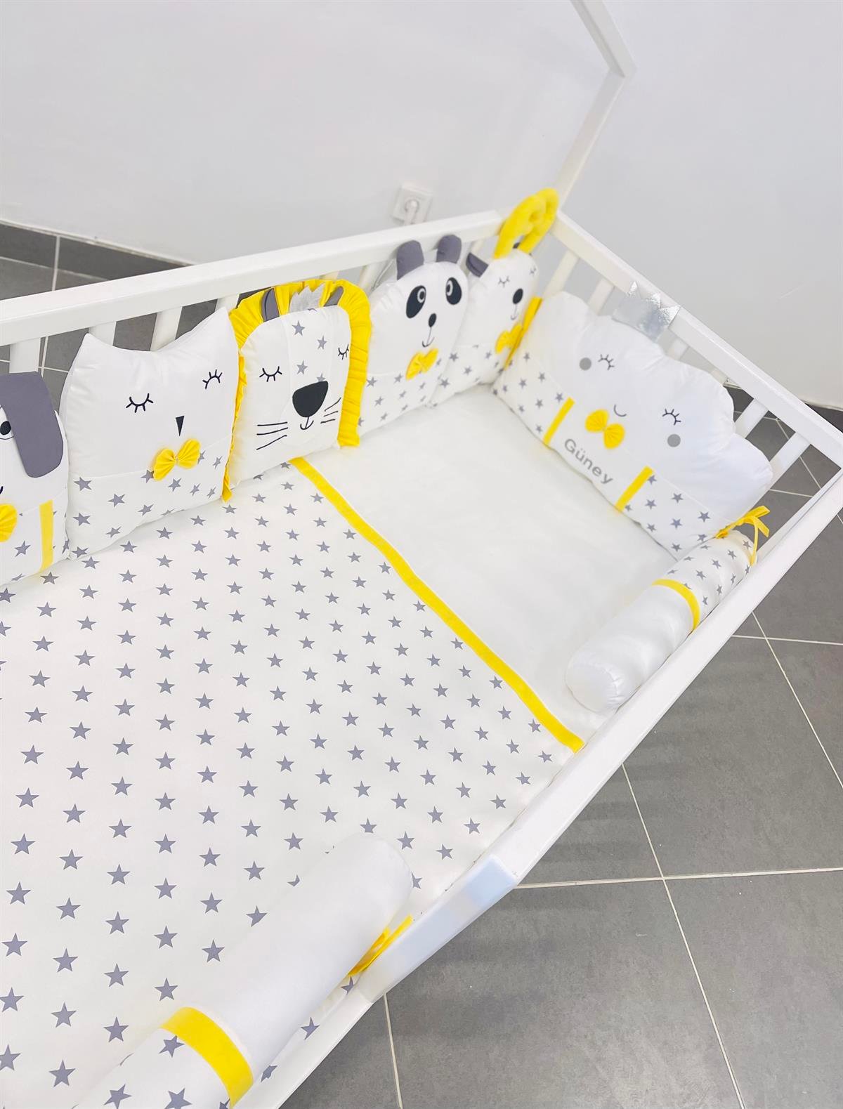 Grey Stars Sarı Uyku Seti | Uyku Setleri Fiyatları - zeynebeli.com