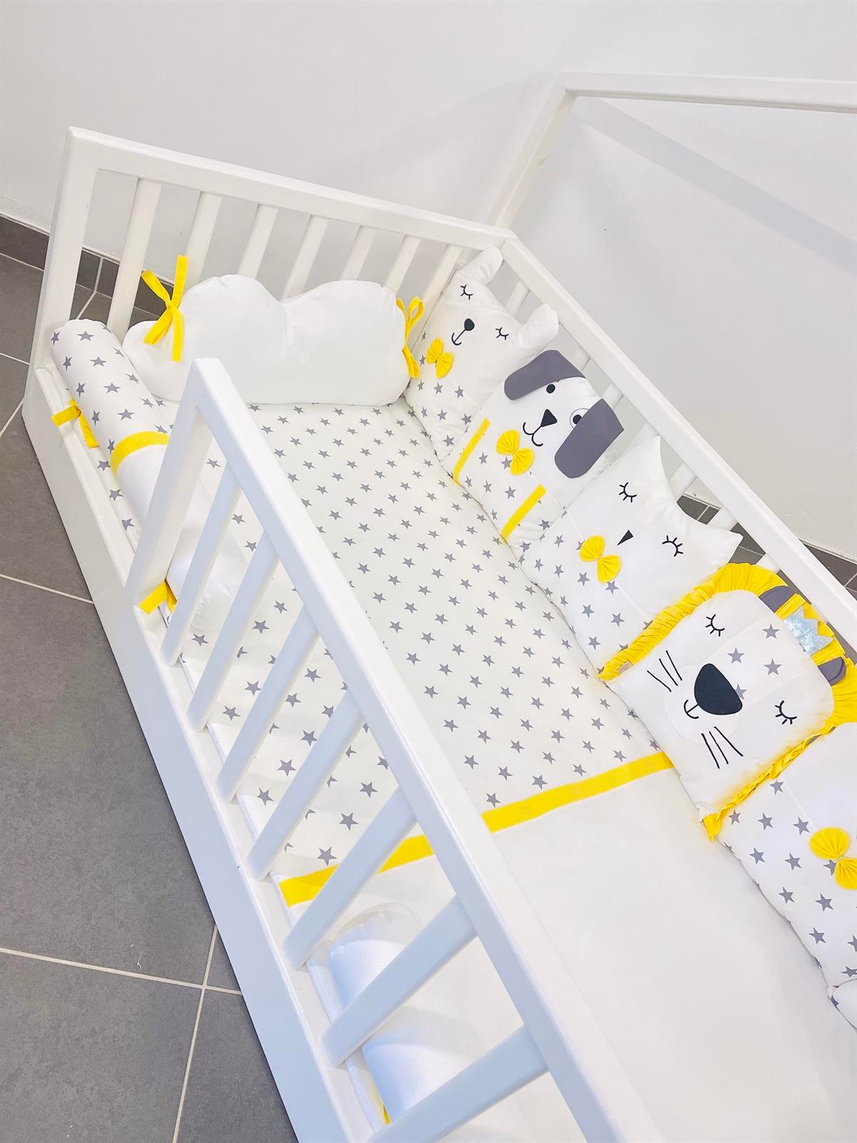 Grey Stars Sarı Uyku Seti | Uyku Setleri Fiyatları - zeynebeli.com