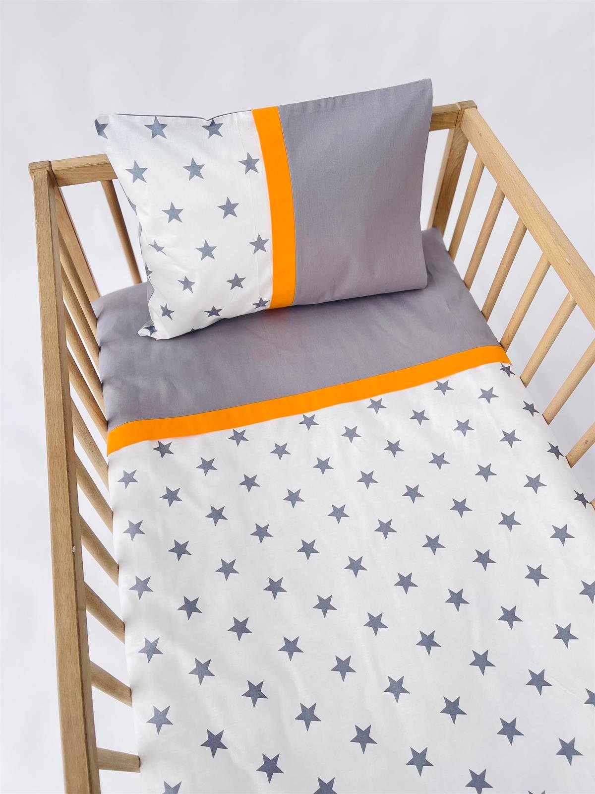 Grey Stars Turuncu Nevresim Takımı | Nevresim Takımı Fiyatları - zeynebeli.com