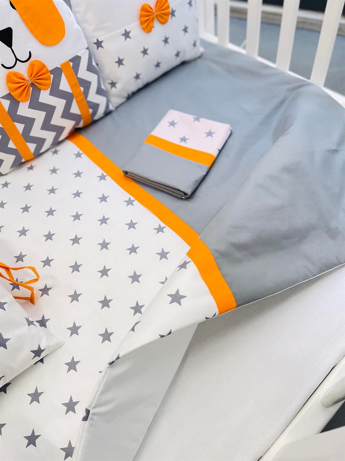 Grey Stars Turuncu Uyku Seti | Uyku Setleri Fiyatları - zeynebeli.com