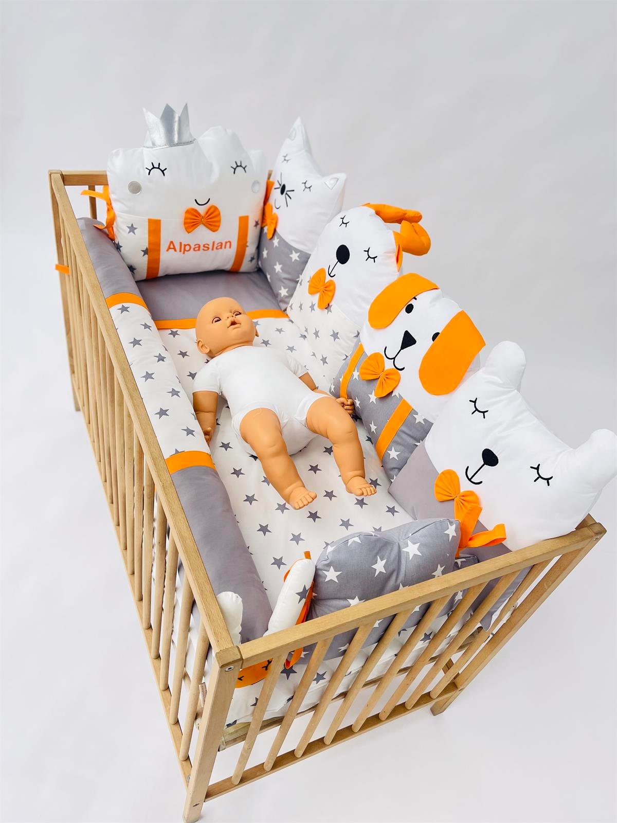 Grey Stars Turuncu Uyku Seti | Uyku Setleri Fiyatları - zeynebeli.com