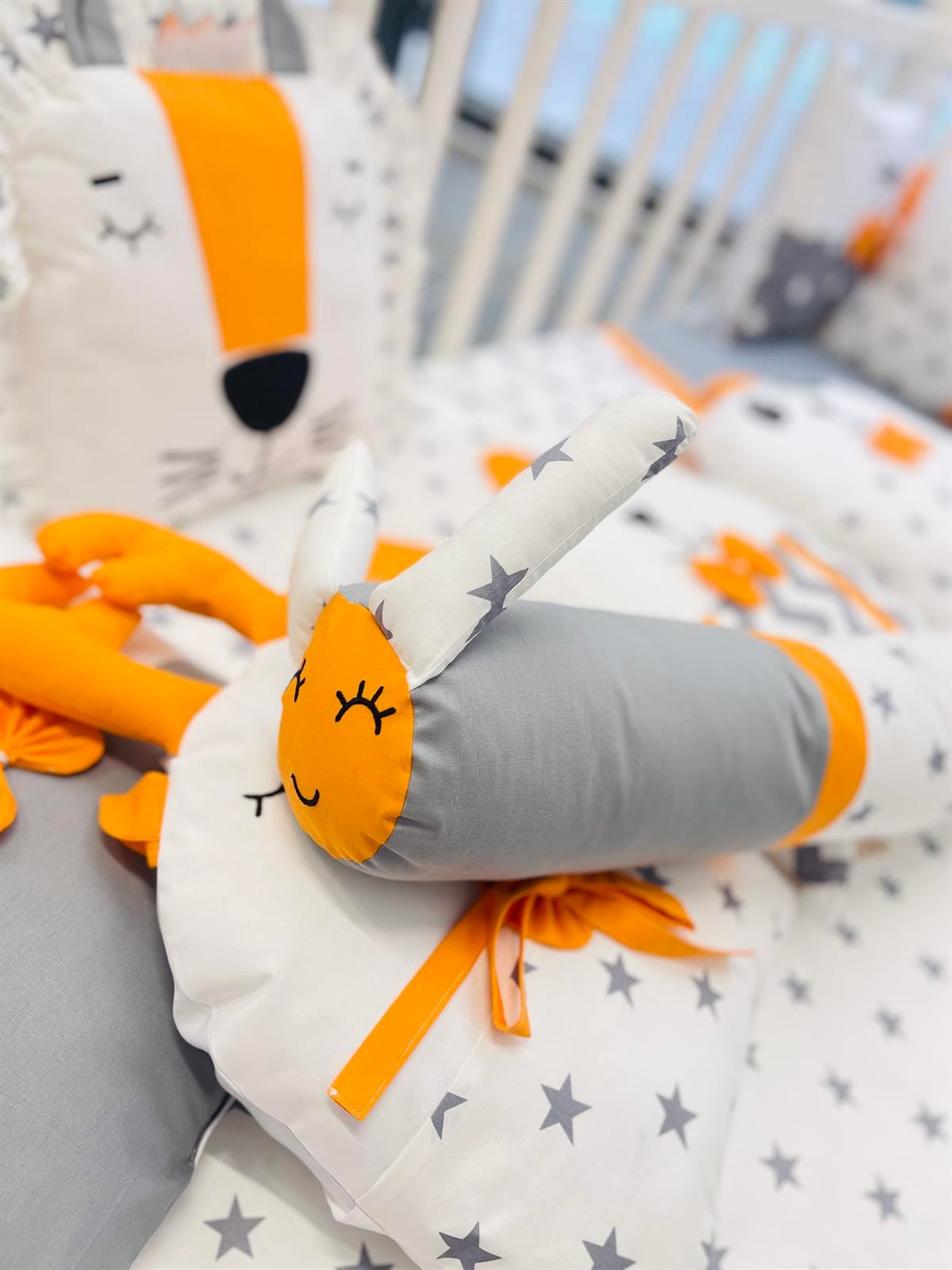 Grey Stars Turuncu Uyku Seti | Uyku Setleri Fiyatları - zeynebeli.com