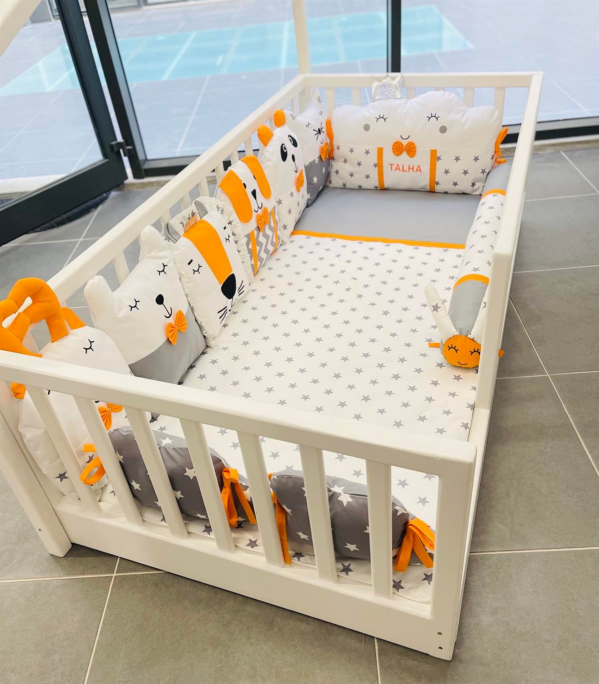 Grey Stars Turuncu Uyku Seti | Uyku Setleri Fiyatları - zeynebeli.com