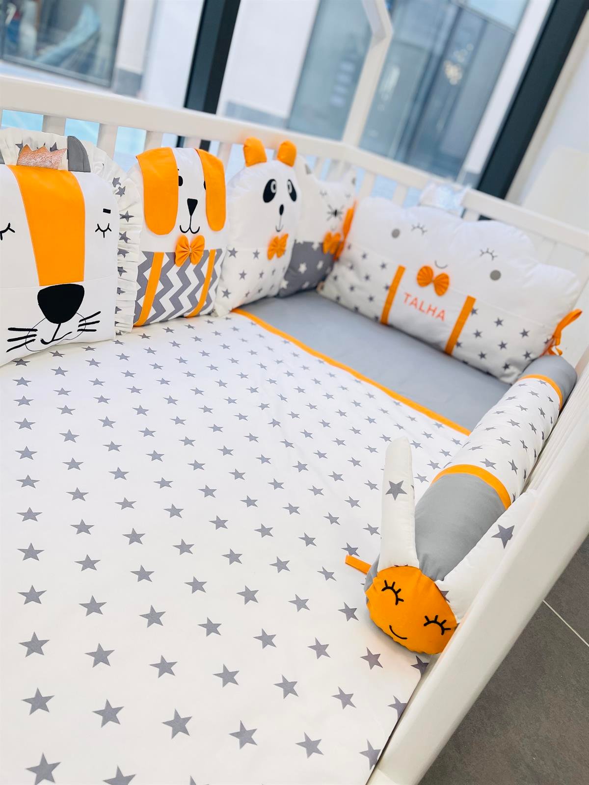 Grey Stars Turuncu Uyku Seti | Uyku Setleri Fiyatları - zeynebeli.com