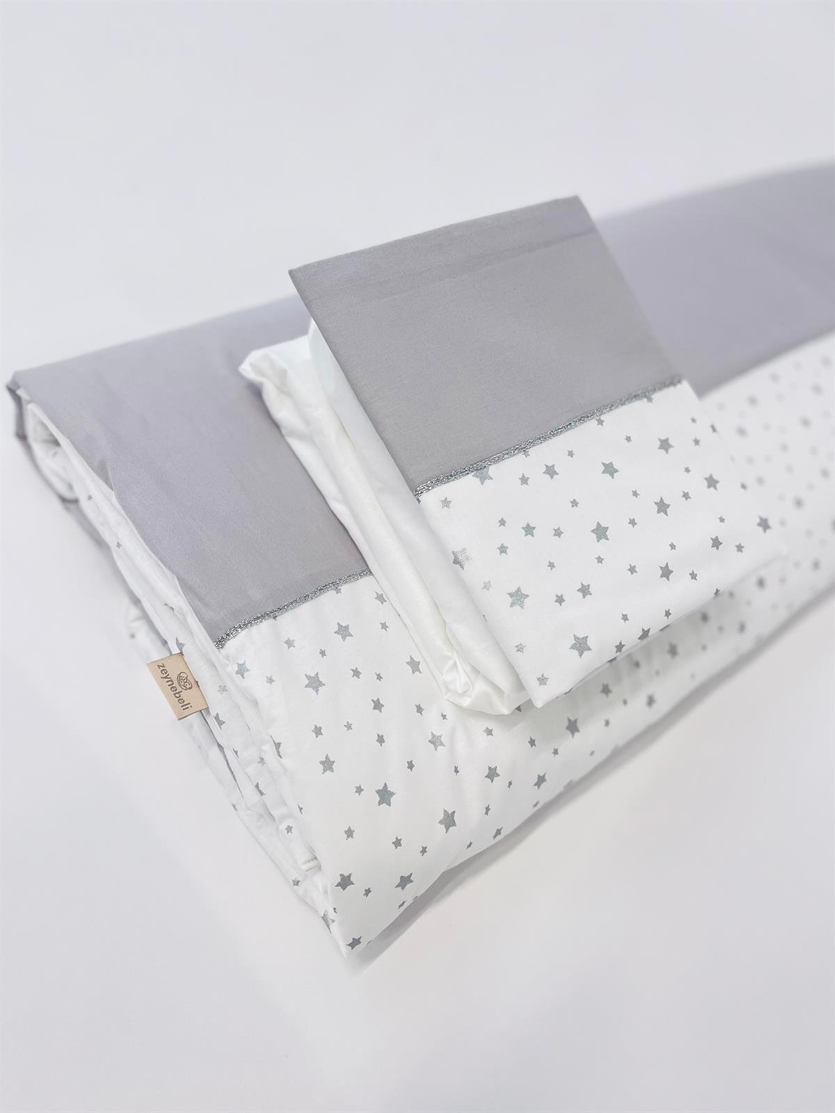 Gümüş Yıldızlar Gri Uyku Seti | Uyku Setleri Fiyatları - zeynebeli.com