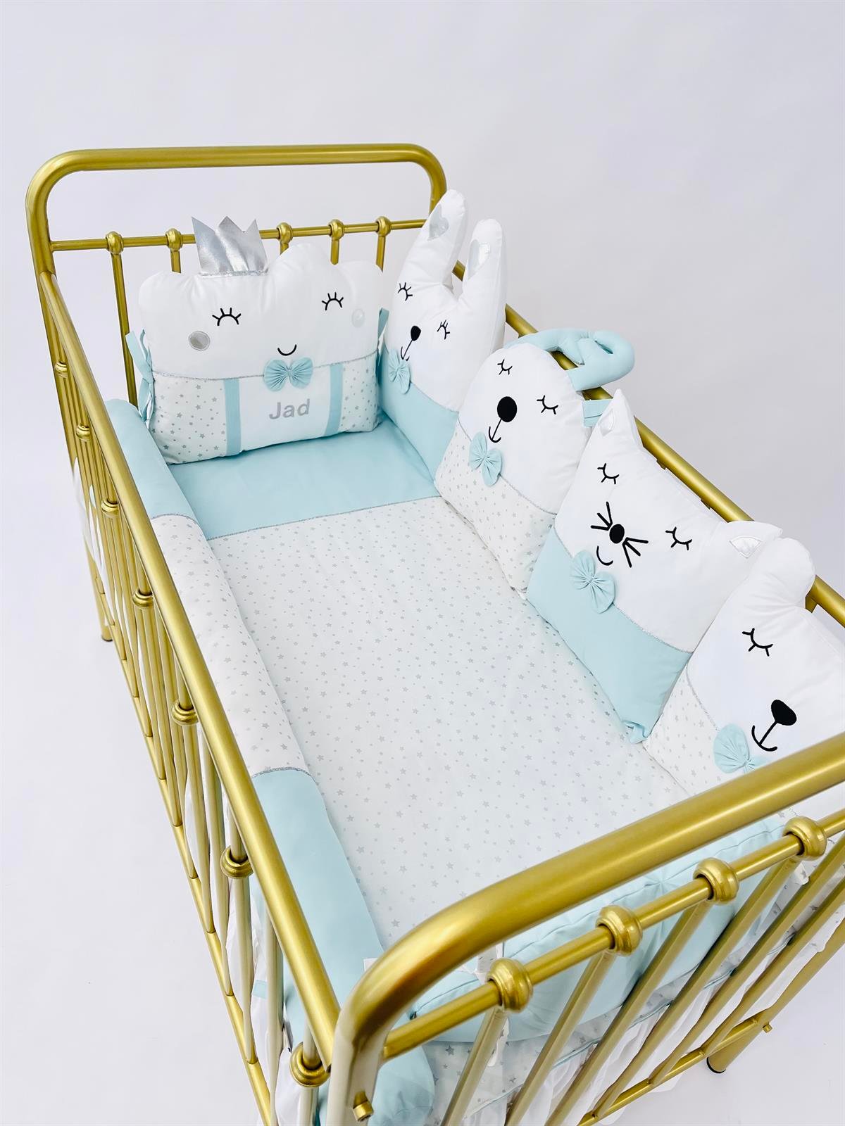 Gümüş yıldızlar Mint Nevresim Takımı | Nevresim Takımı Fiyatları - zeynebeli.com