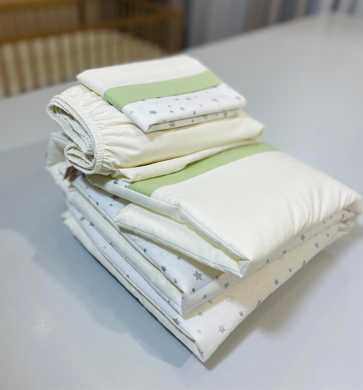 Gümüş Yıldızlar Yeşil Uyku Seti | Uyku Setleri Fiyatları - zeynebeli.com