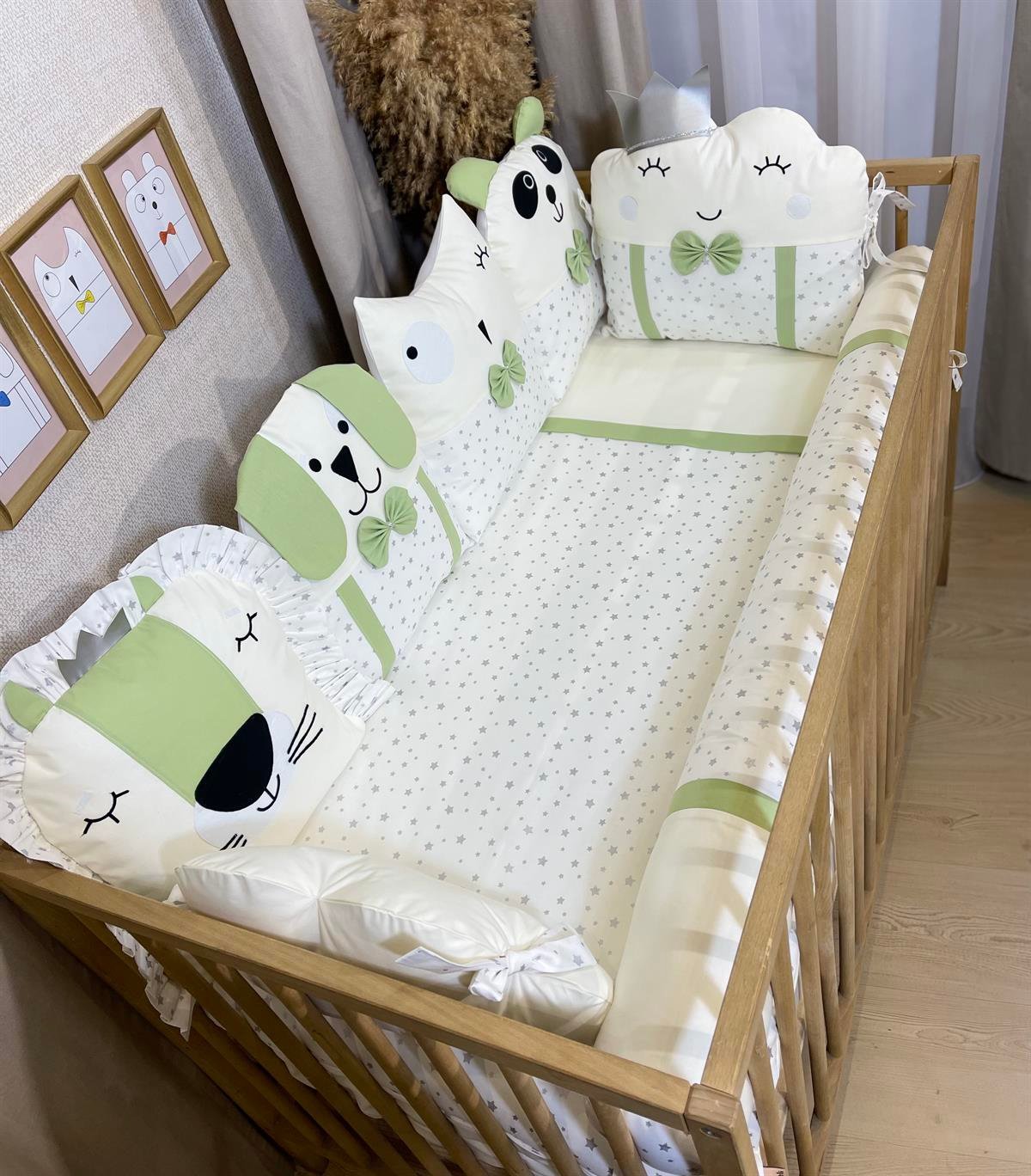 Gümüş Yıldızlar Yeşil Uyku Seti | Uyku Setleri Fiyatları - zeynebeli.com