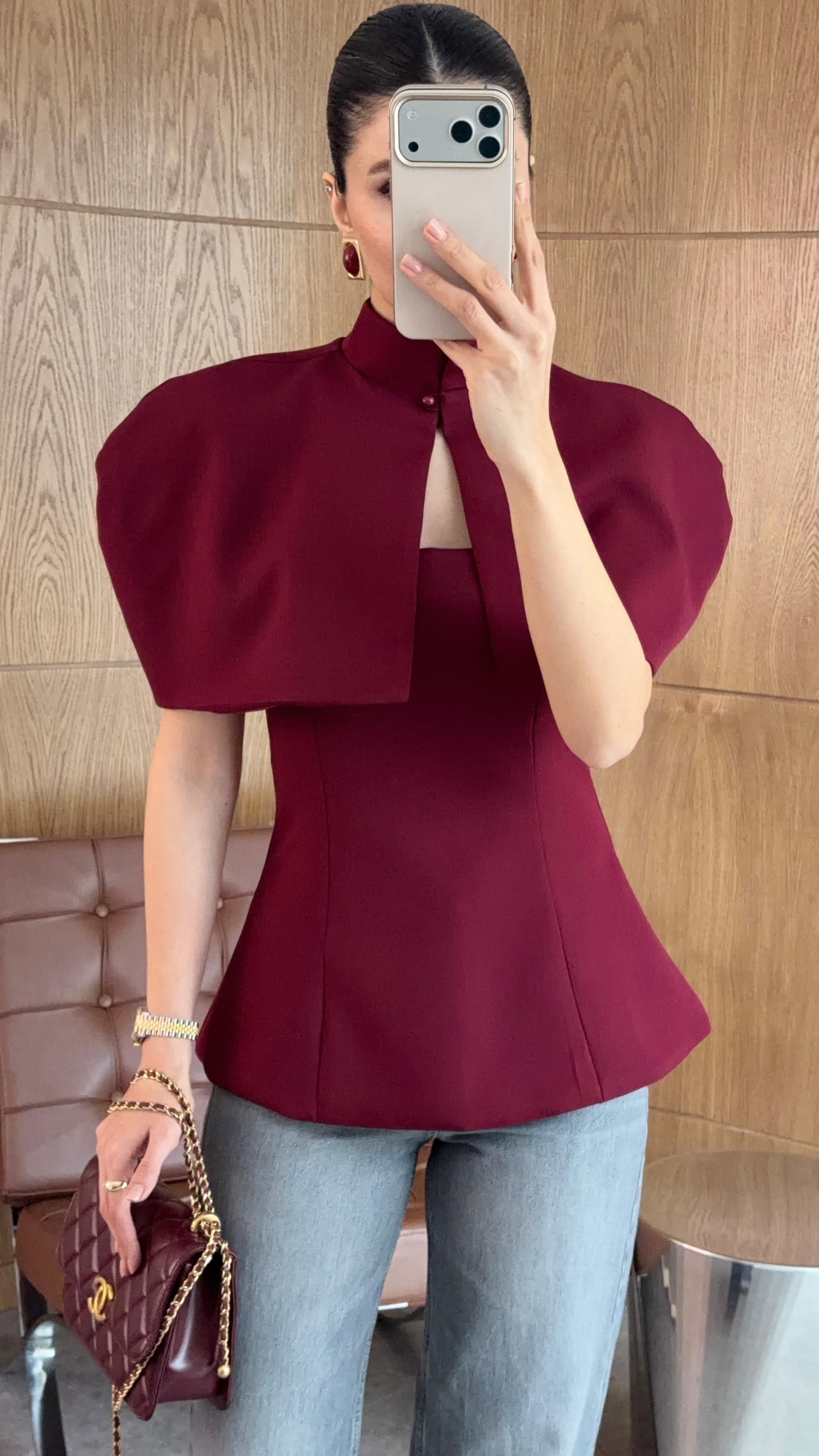 2 Parçalı Bordo Bluz